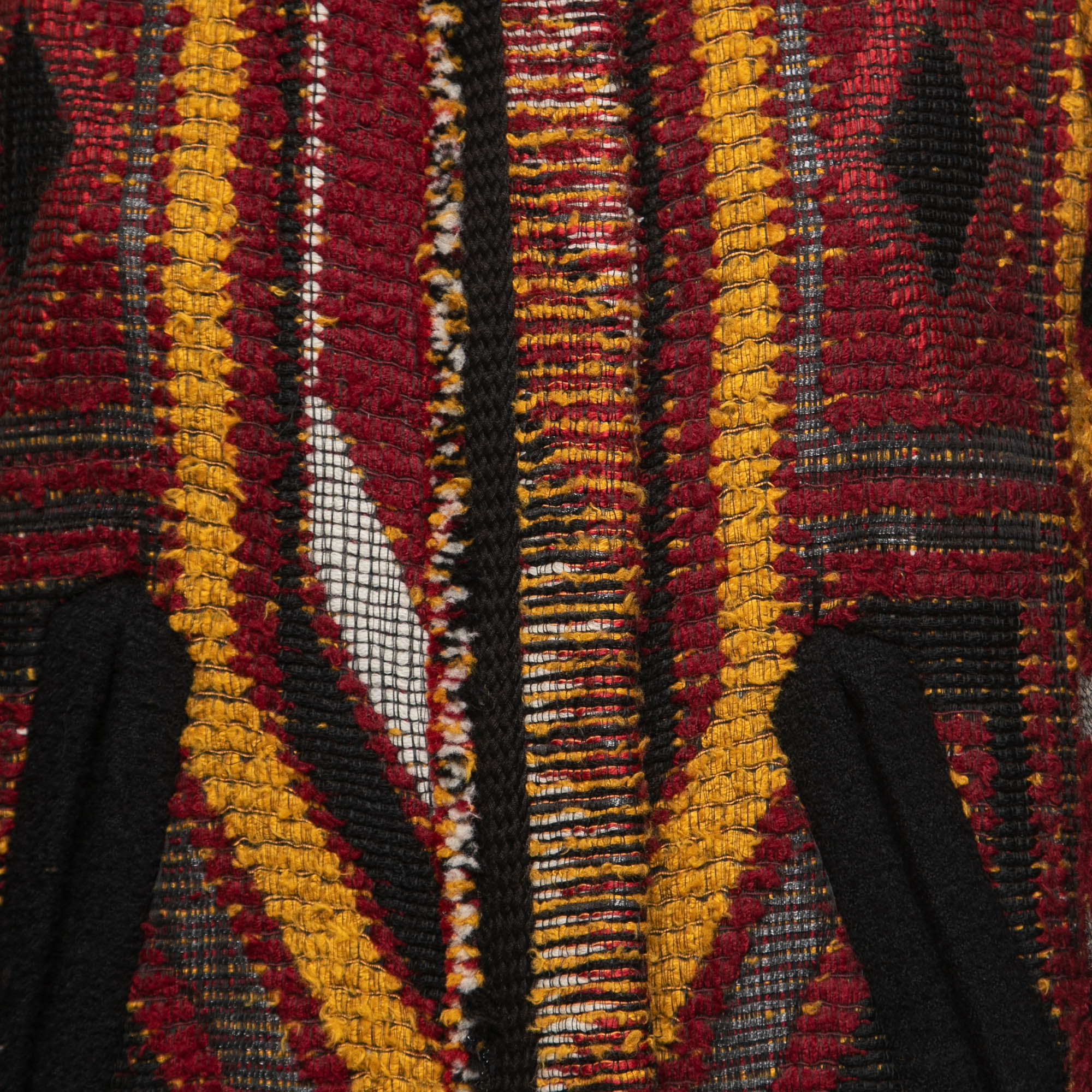 Chloe Multicolor Tribal Patterned Boucle Tweed Cape Coat S