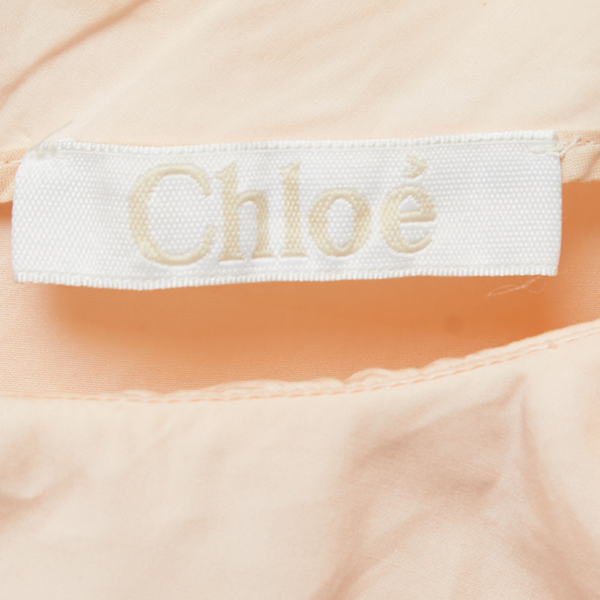 Chloe Pink Cotton Ruffle Overlay Detail Mini Dress M