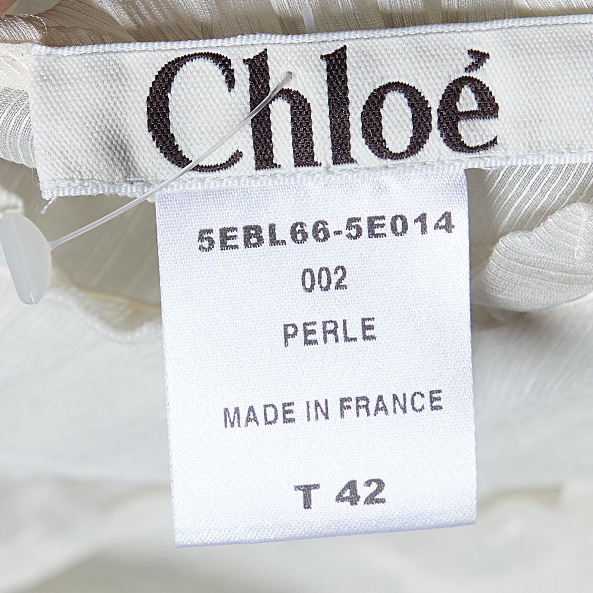Chloé Off-White Silk & Linen Top L