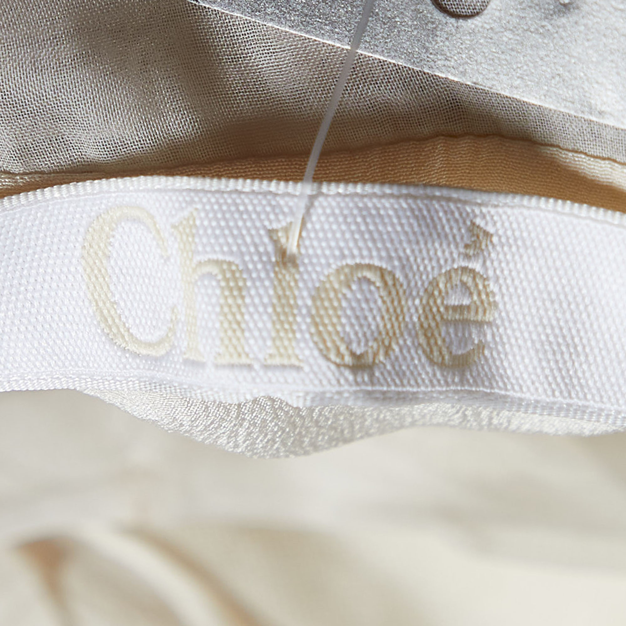 Chloe Ecru Silk Embellished Detail Shift Dress M