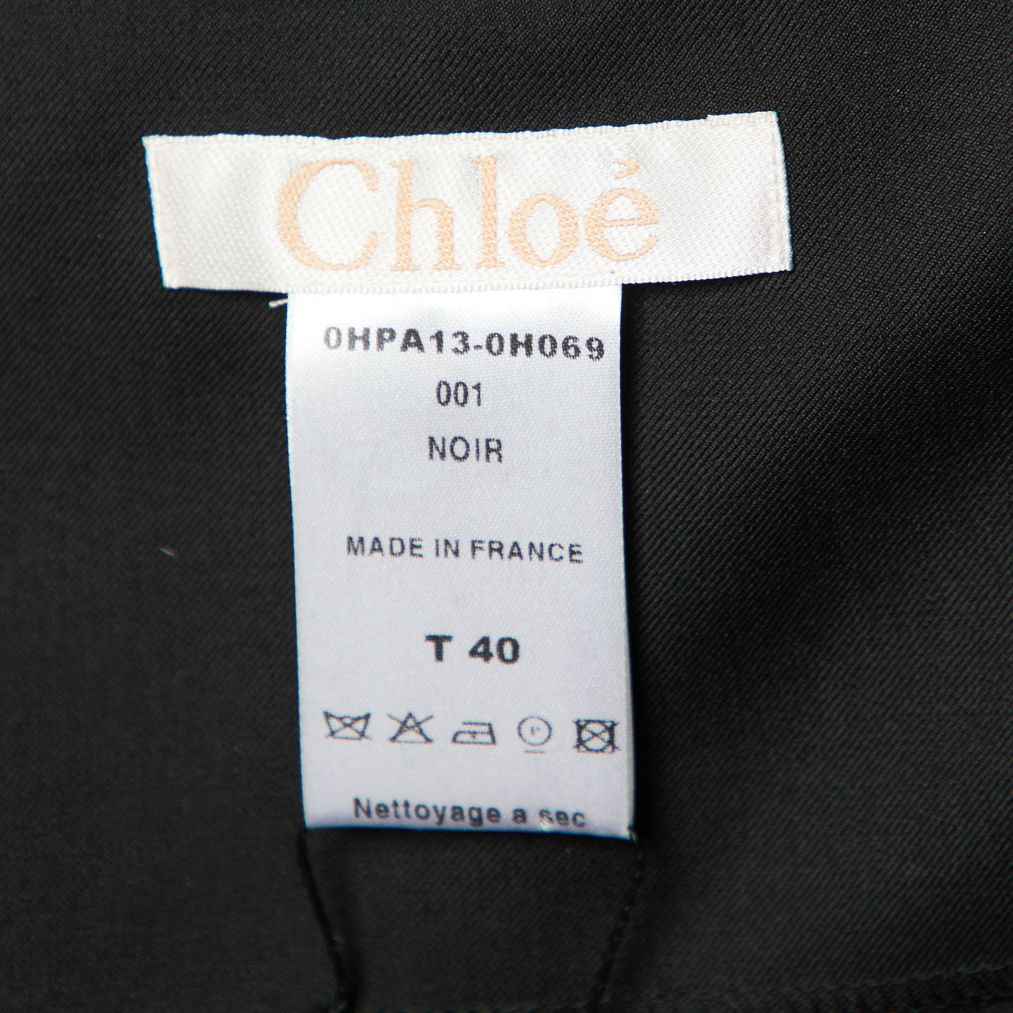 Chloe Black Wool Ribbon Beaded Waist Detail Trousers M