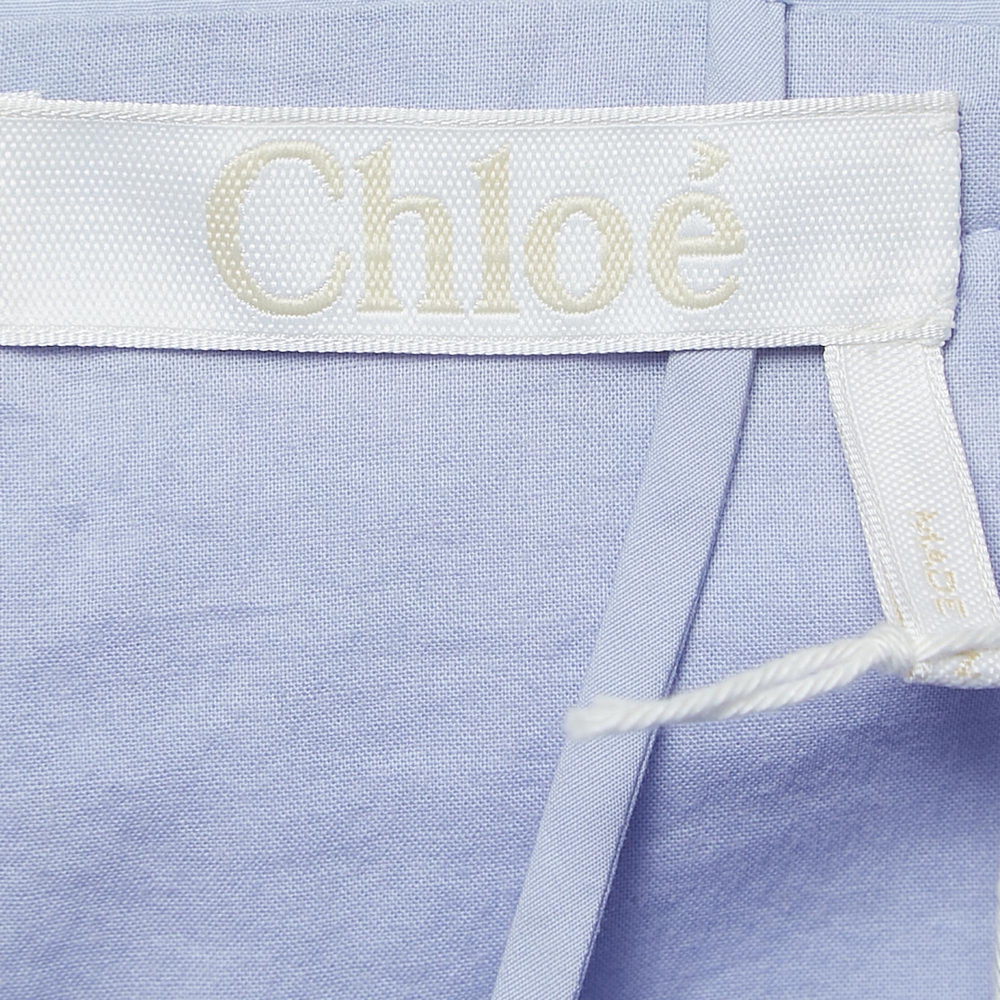 Chloe Blue Cotton Strappy Midi Dress M