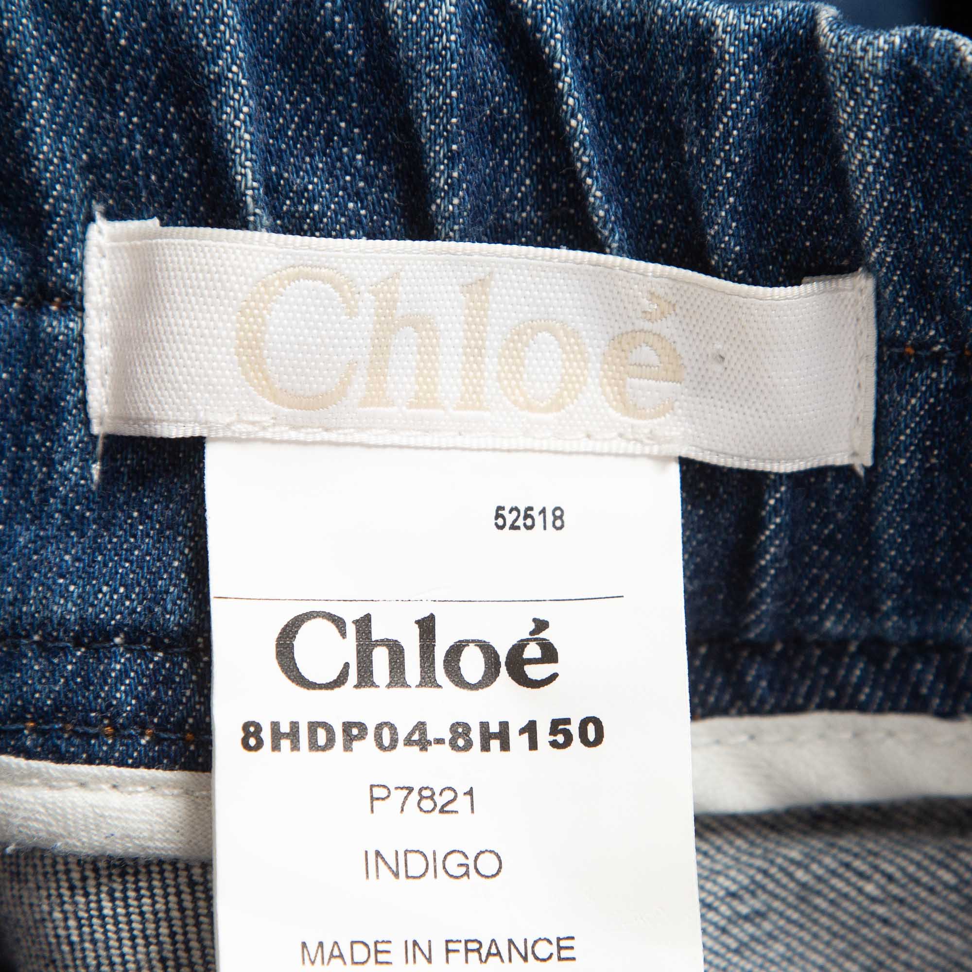Chloe Blue Denim Elastic Waist Jeans S Waist 28