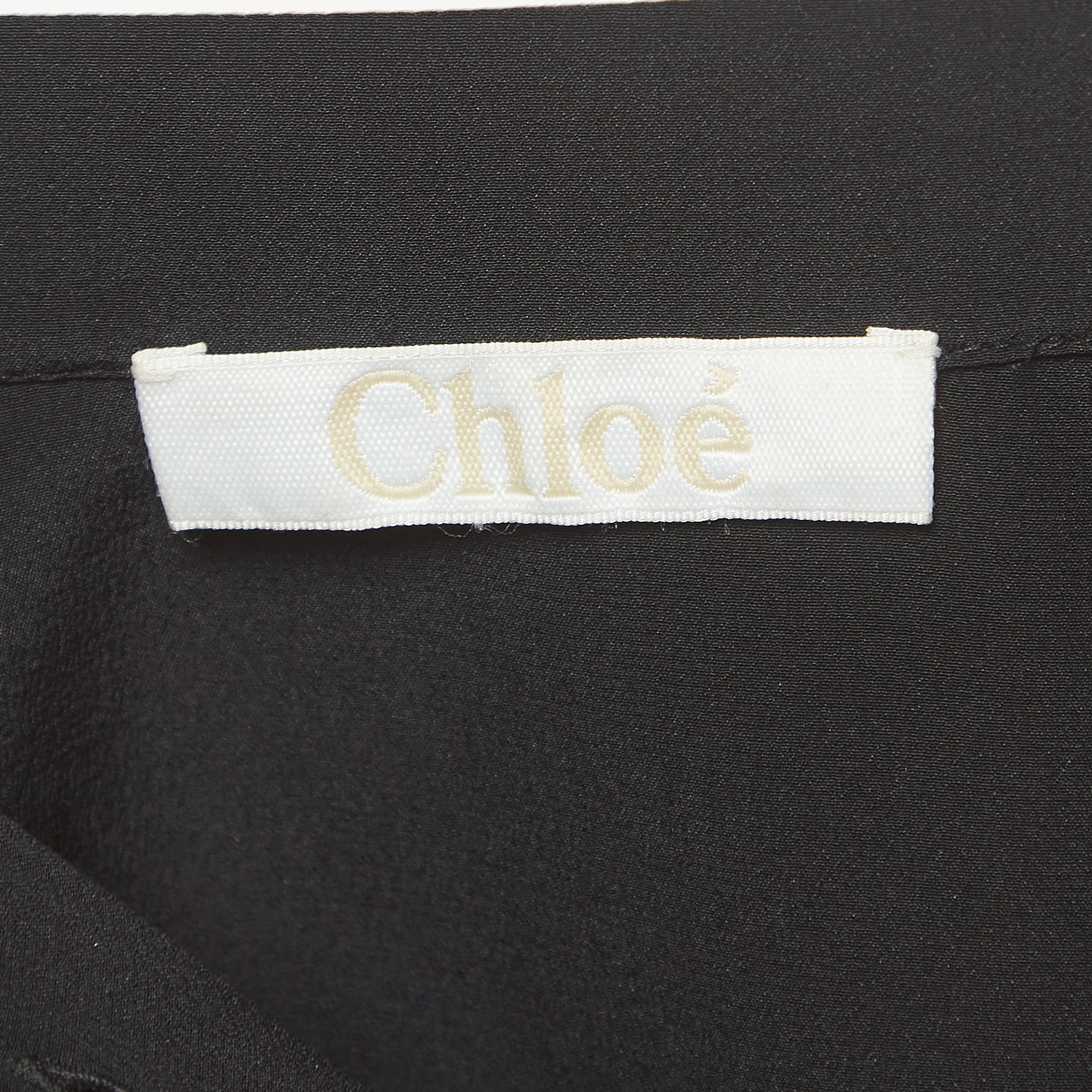 Chloe Black Crepe Silk Round Neck Shirt XS