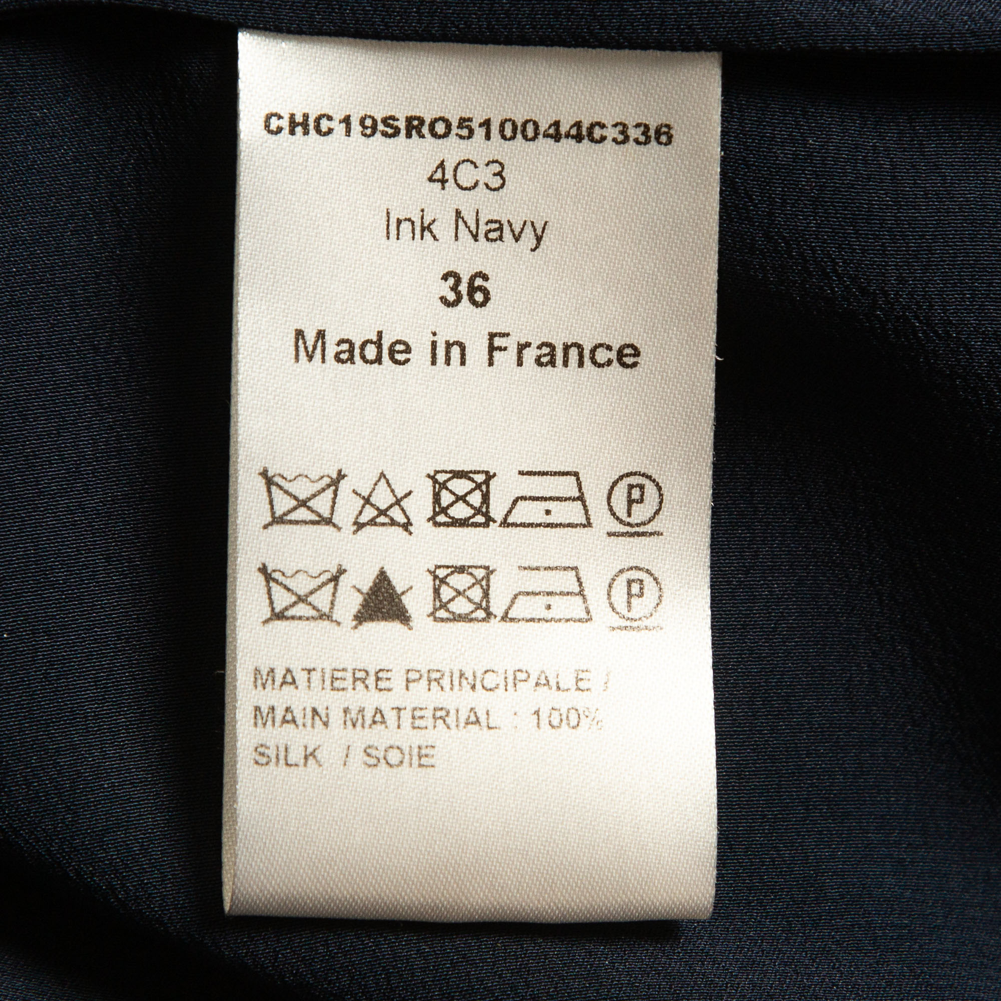Chloe Navy Blue Silk Button Detail Midi Dress S