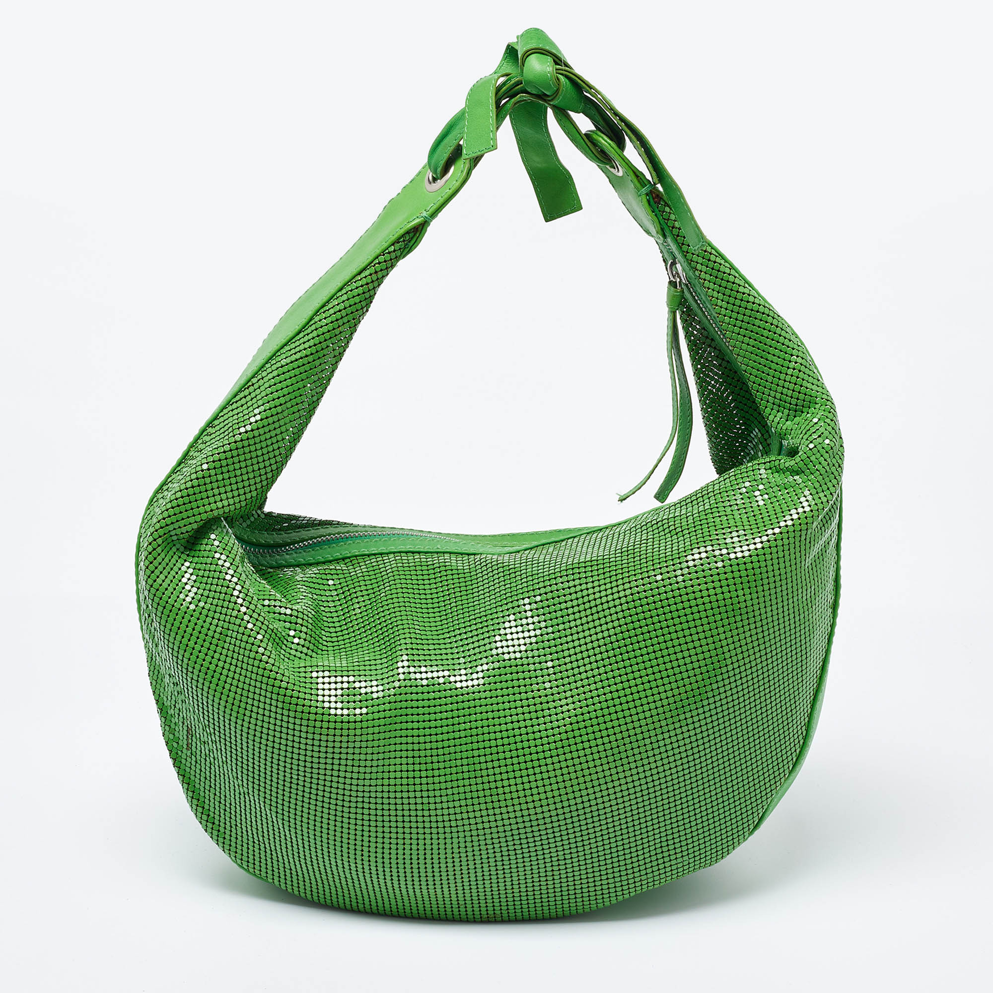 Chloe Green Metal Mesh And Leather Chainmail Hobo