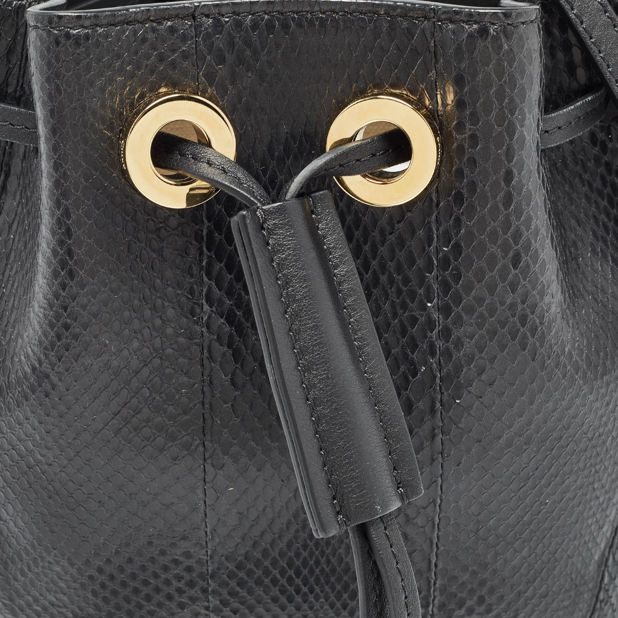 Chloe Black Snakeskin And Leather Gala Bucket Bag