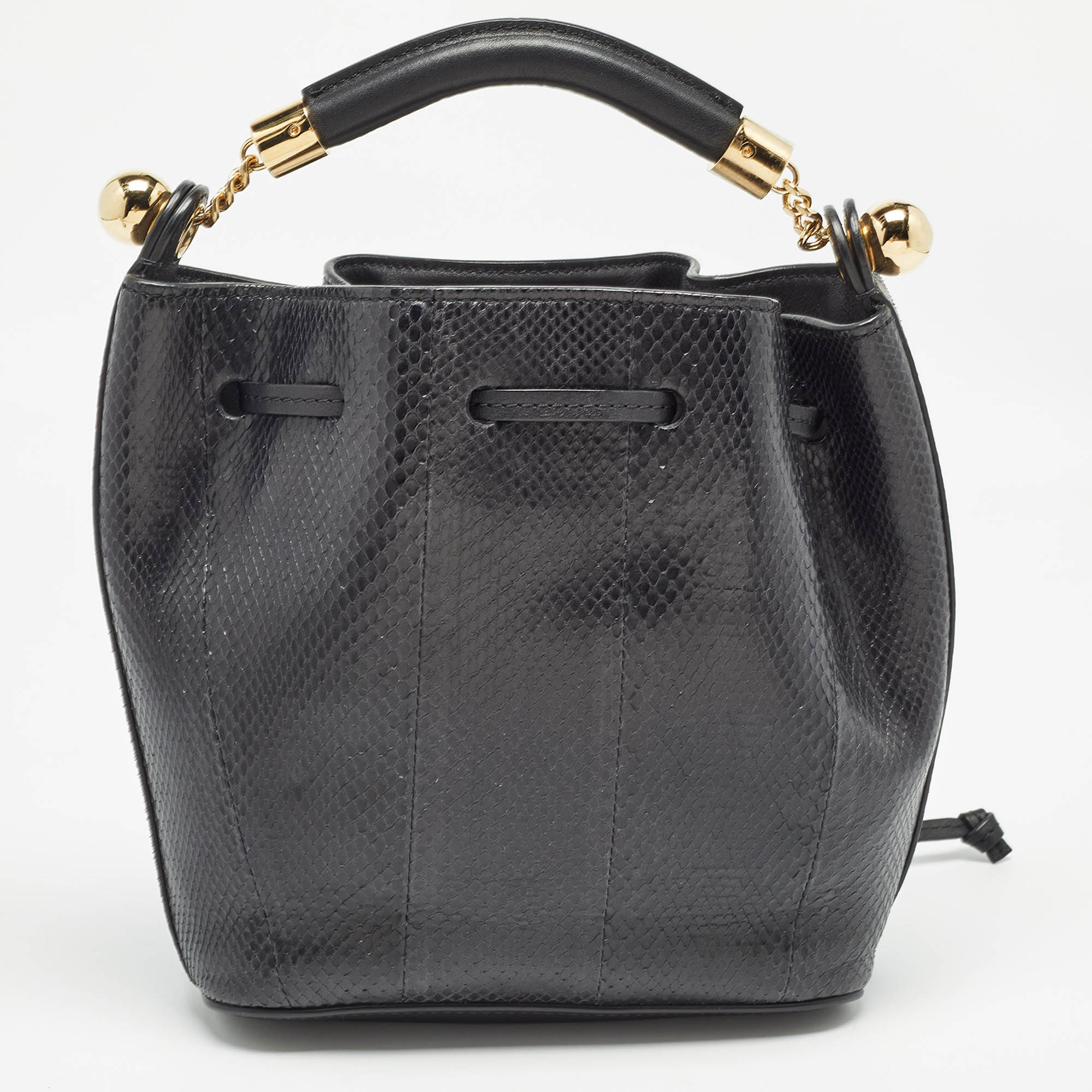 Chloe Black Snakeskin And Leather Gala Bucket Bag