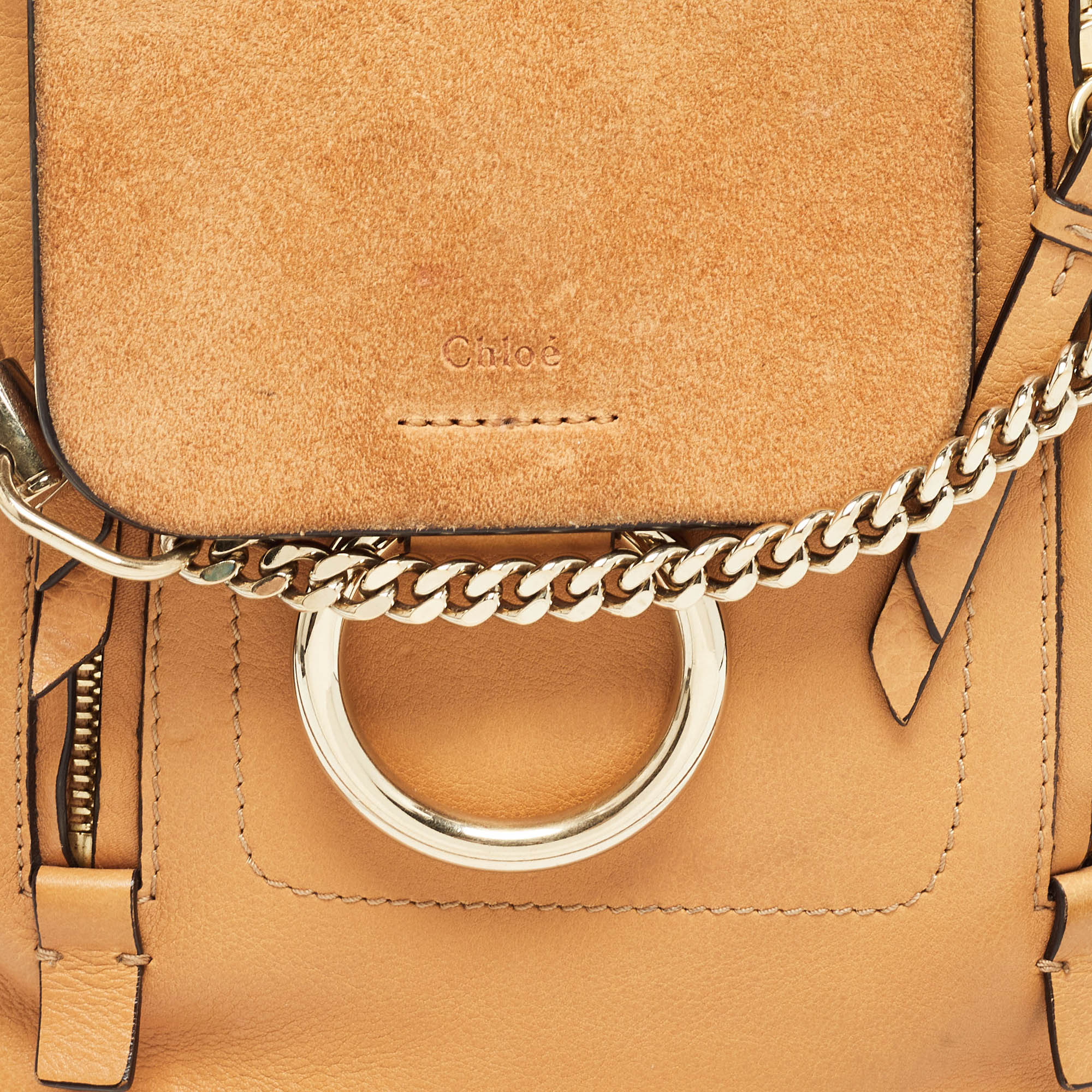 Chloe Tan Leather And Suede Mini Faye Daye Backpack