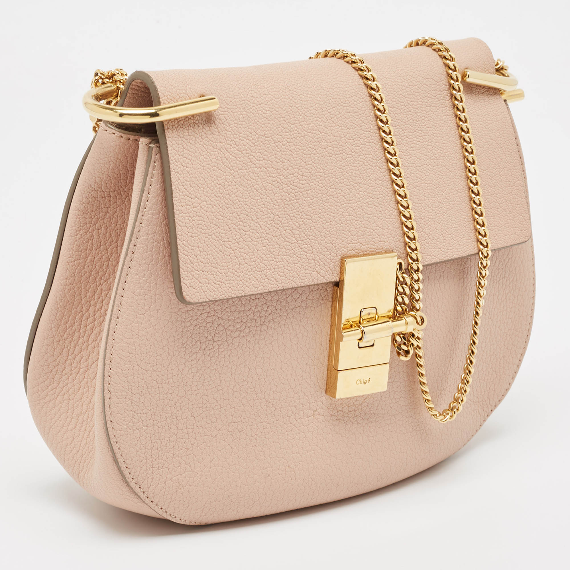 Chloe Pink Leather Medium Drew Shoulder Bag