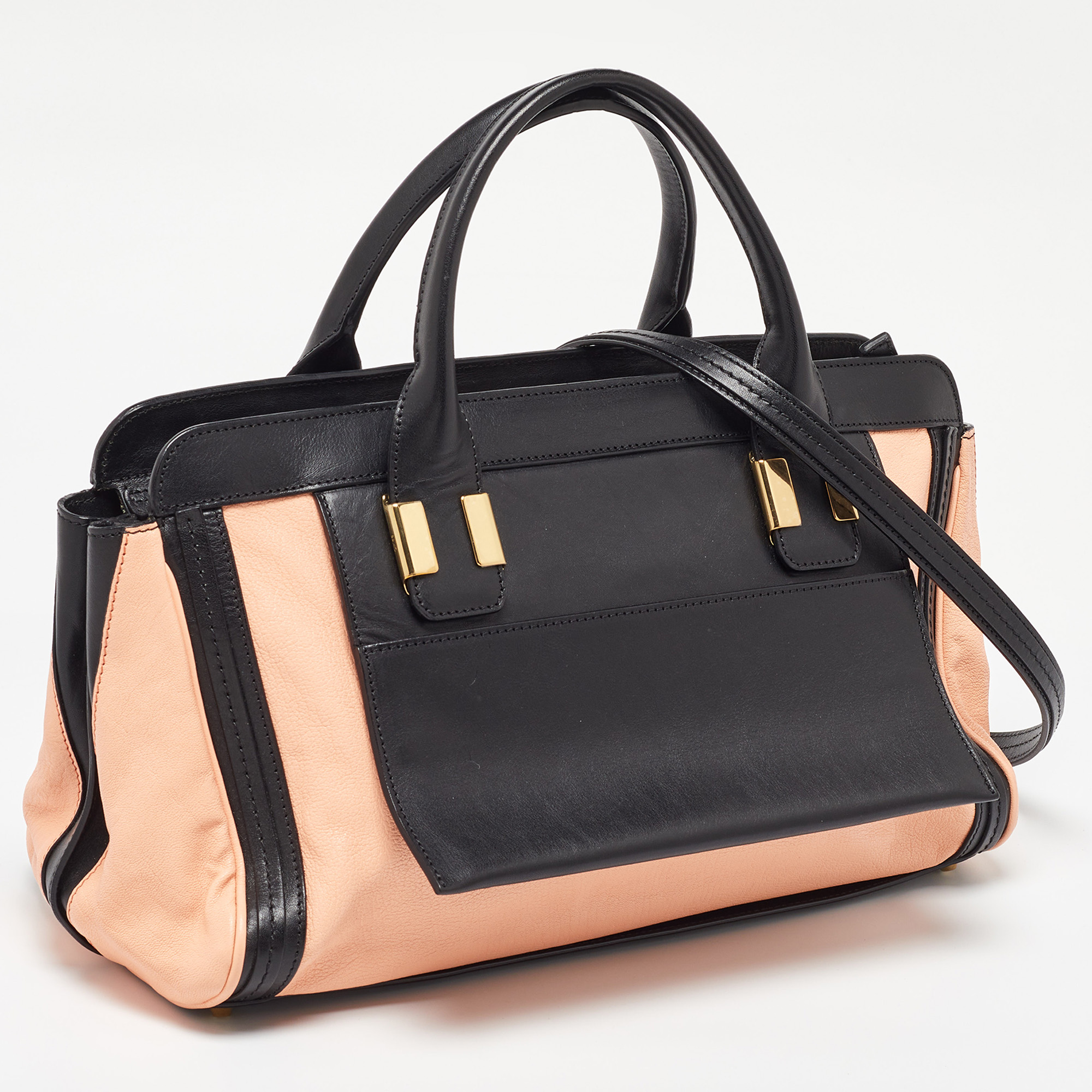 Chloe Orange/Black Leather Alice Satchel