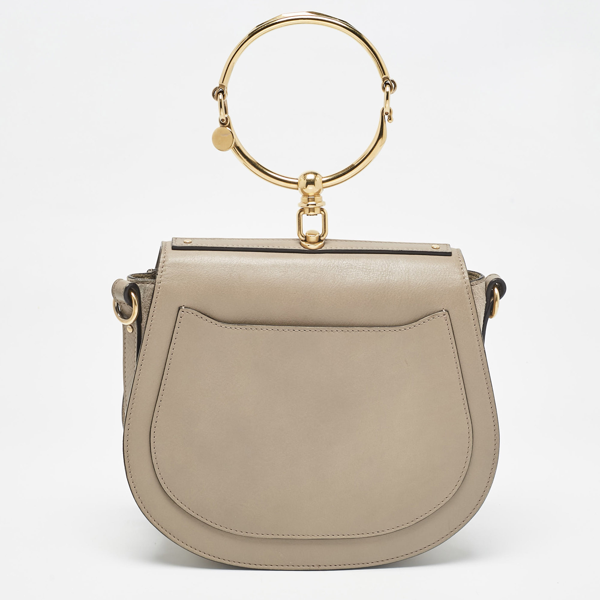 Chloe Grey Leather And Suede Medium Nile Bracelet Shoulder Bag