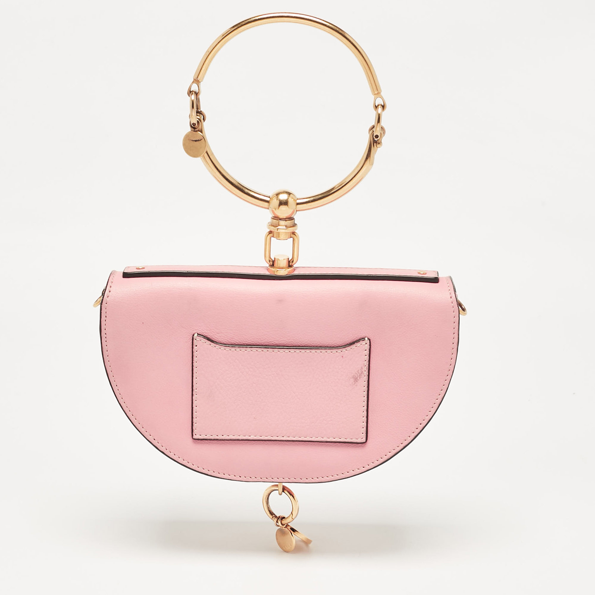 Chloe Pink Leather Small Nile Bracelet Minaudiere Crossbody Bag