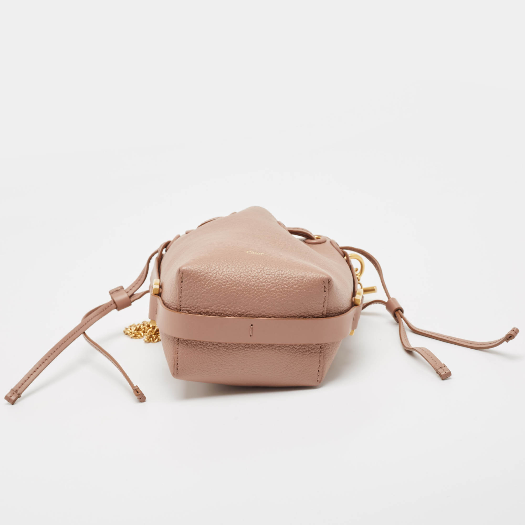 Chloe Old Pink Leather Micro Marcie Bucket Bag