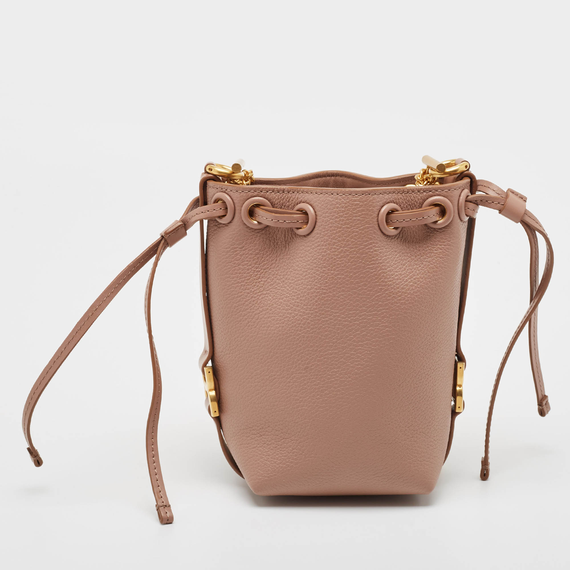 Chloe Old Pink Leather Micro Marcie Bucket Bag