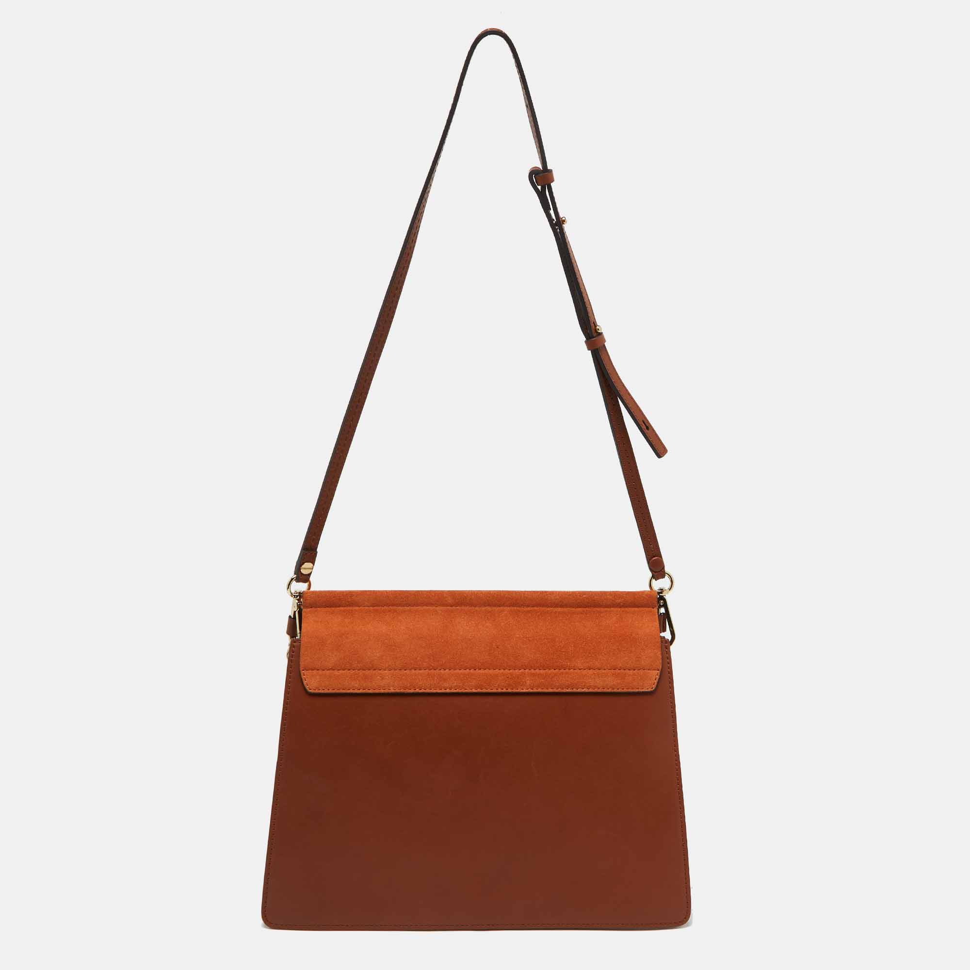 Chloe Brown Leather And Suede Faye Flap Shoulder Bag