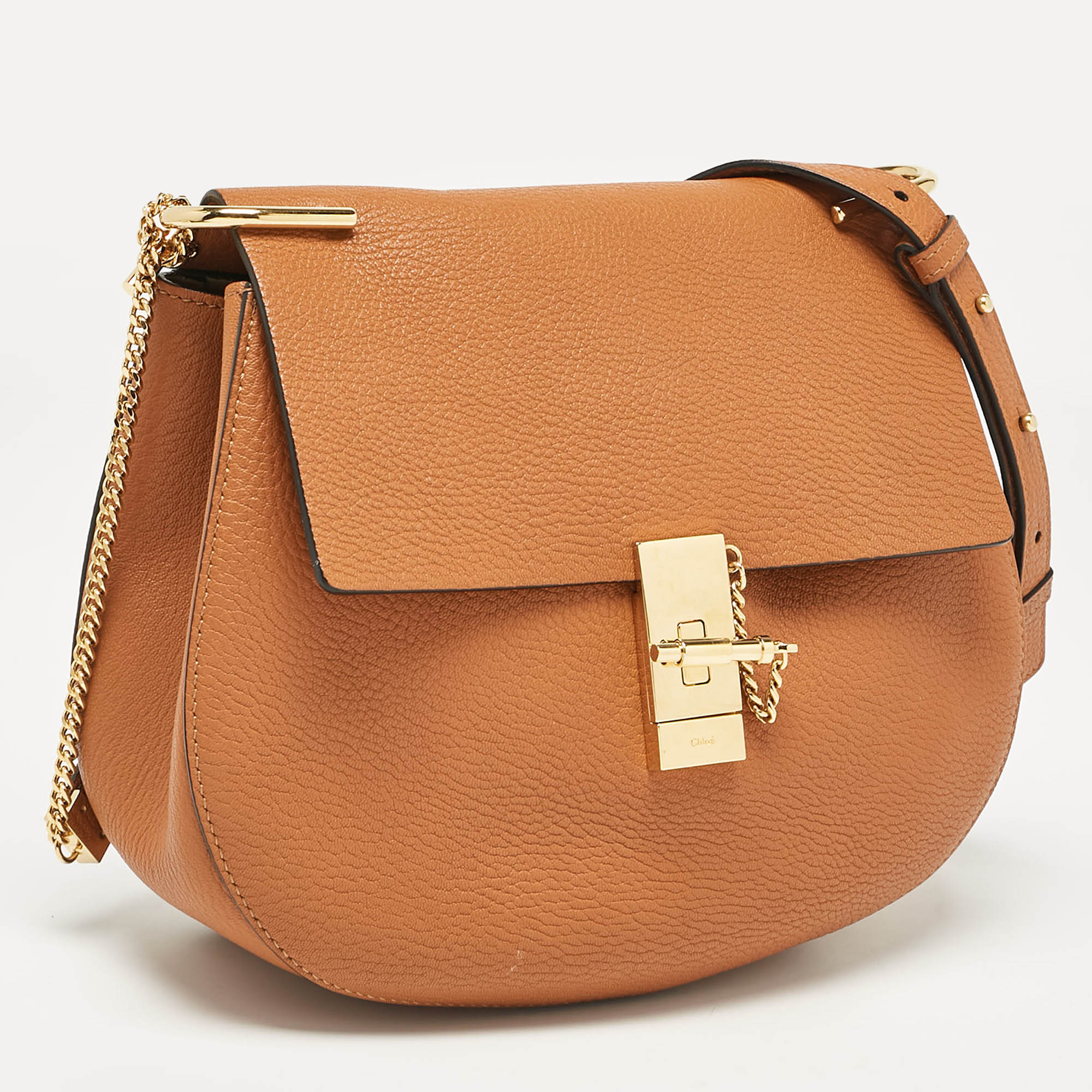 Chloe Brown Leather Large Drew Shoulder Bag