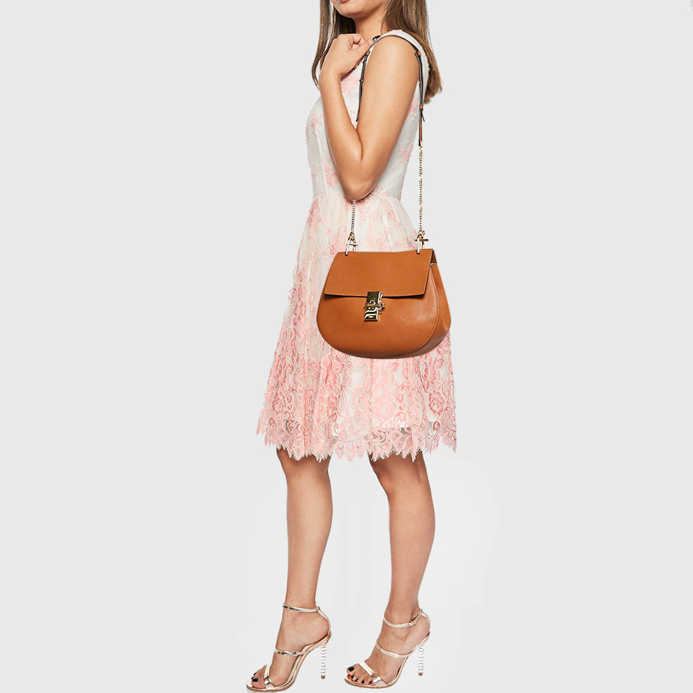 Chloe Brown Leather Large Drew Shoulder Bag