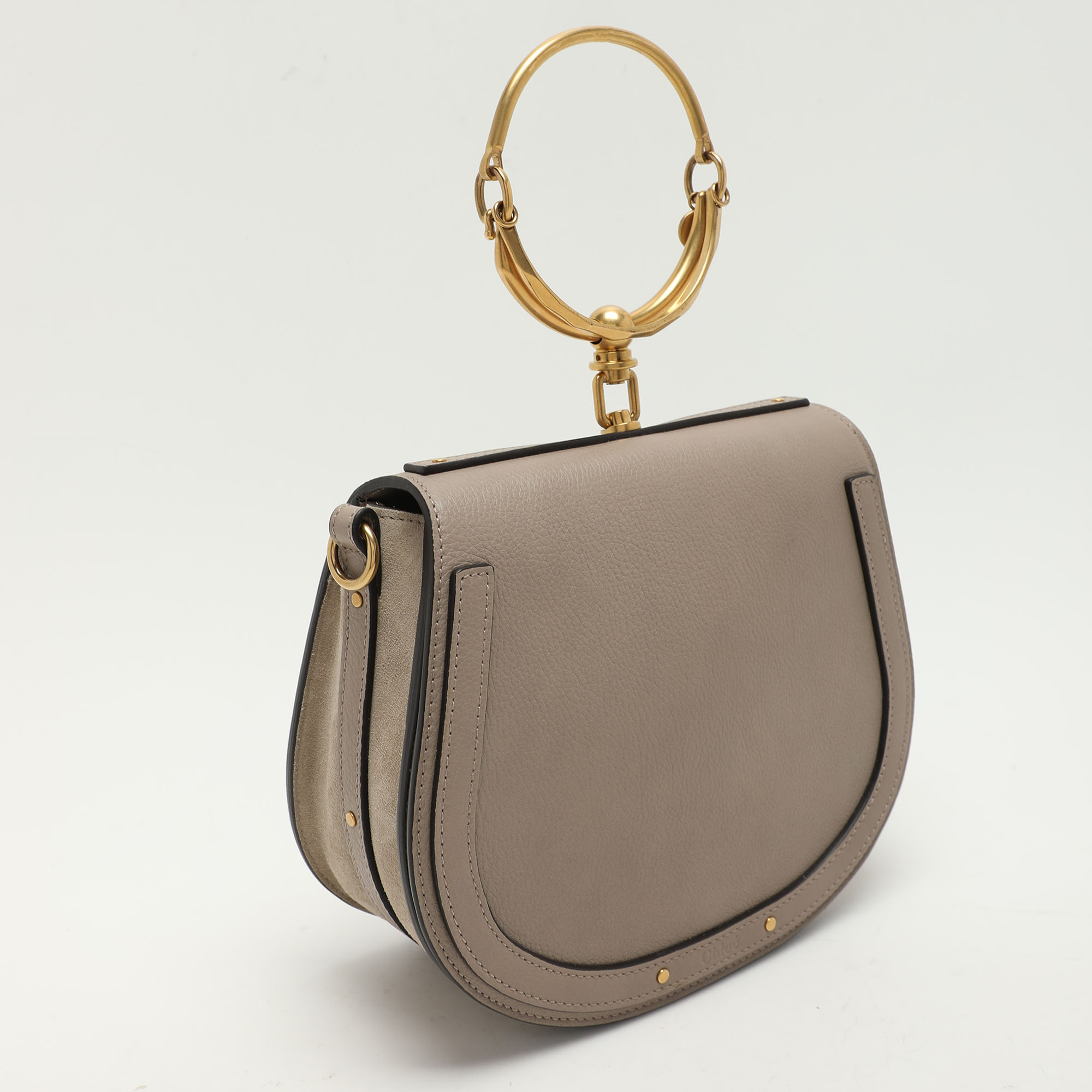 Chloé Grey Leather And Suede Small Nile Bracelet Shoulder Bag