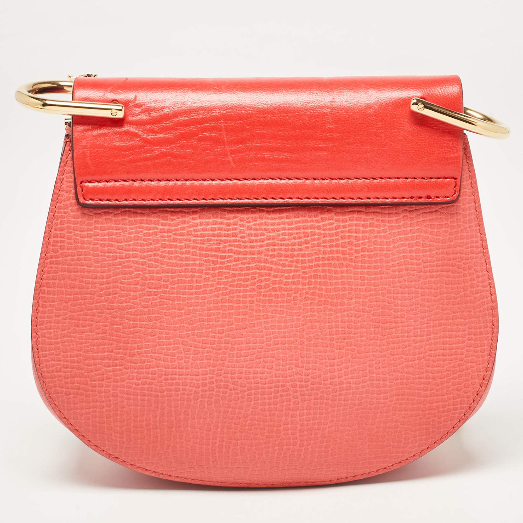 Chloe Orange Leather Small Drew Chain Crossbody Bag