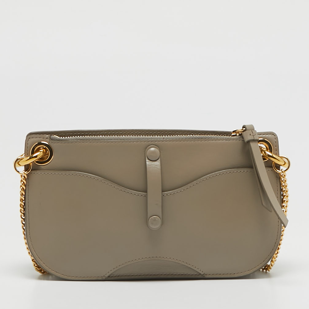 Chloe Grey Leather Mini Tess Crossbody Bag