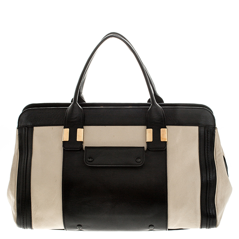Image of Chloe Black/Beige Leather Alison Satchel