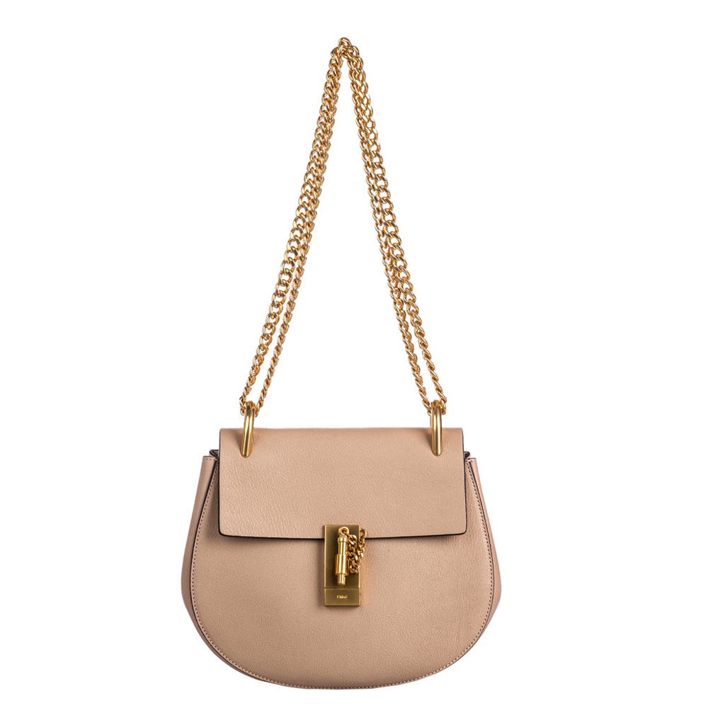 Chloe Brown/Beige Leather Drew Crossbody Bag