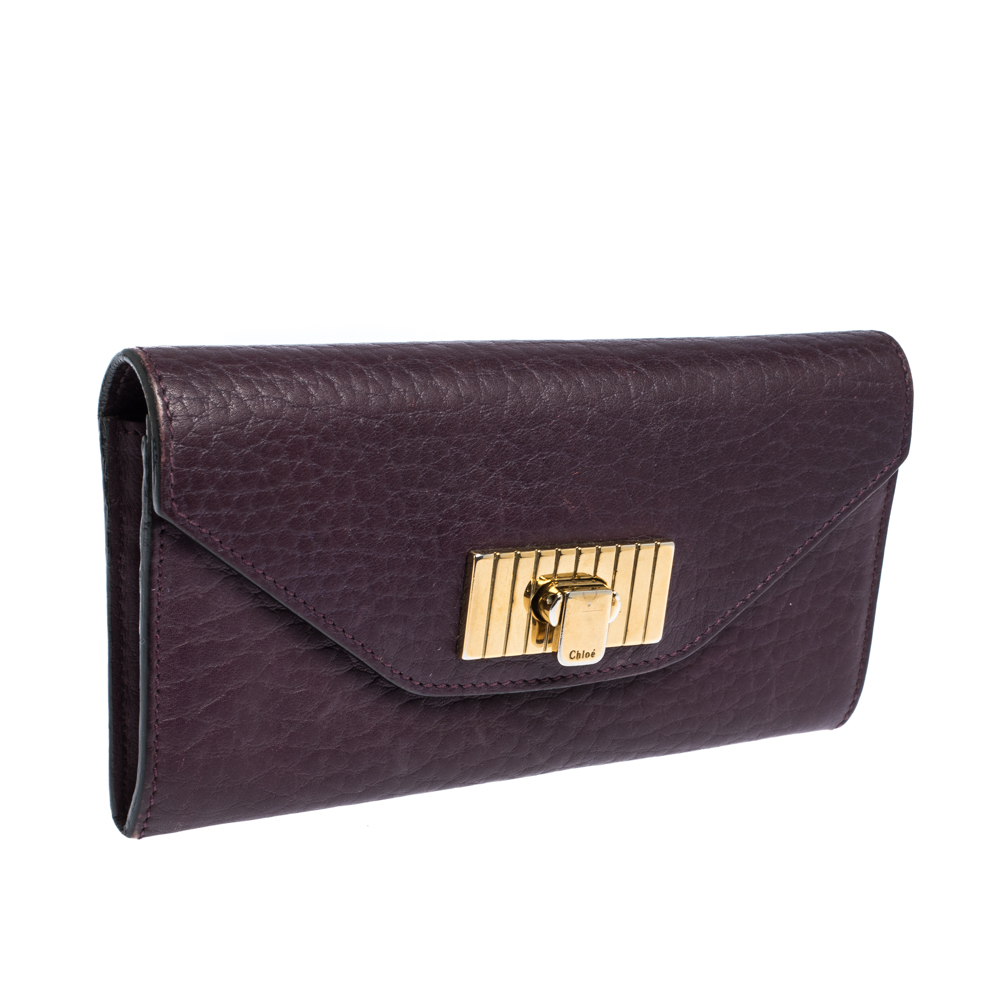 Chloe Purple Leather Sally Continental Wallet