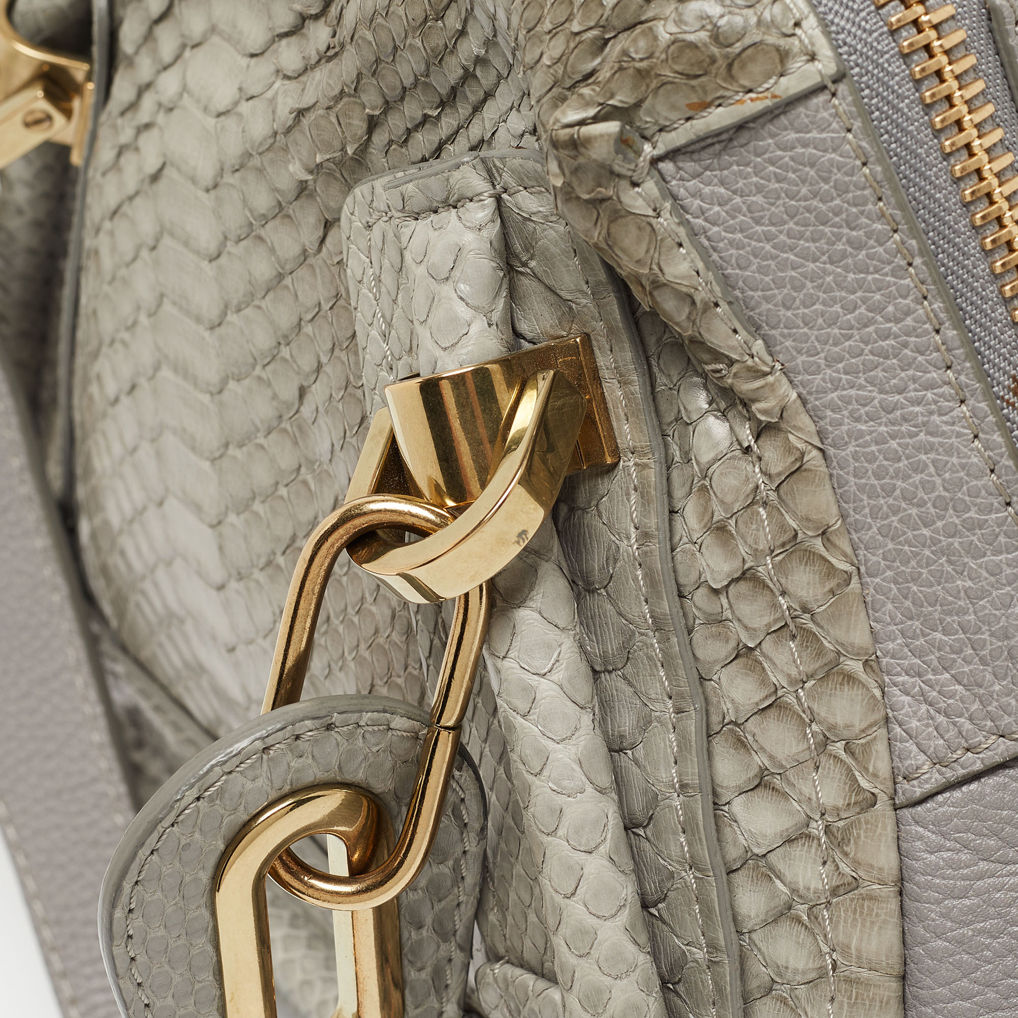 Chloe Grey Python And Leather Small Paraty Shoulder Bag