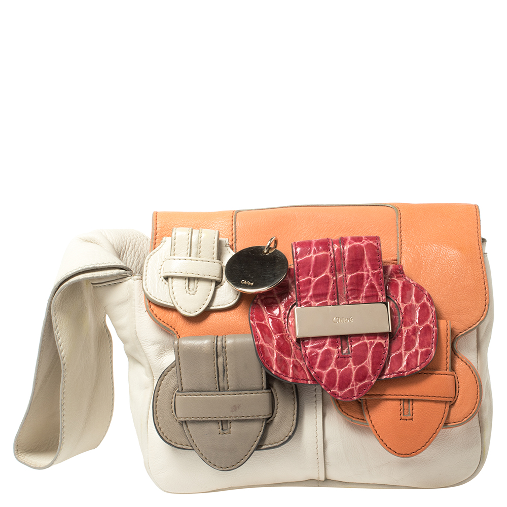 Image of Chloe Multicolor Leather Saskia Clutch Bag