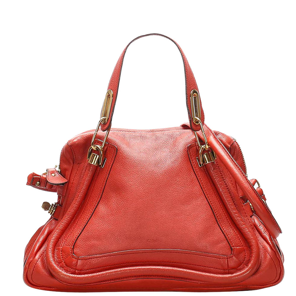 Chloe Red Leather Paraty Satchel Bag