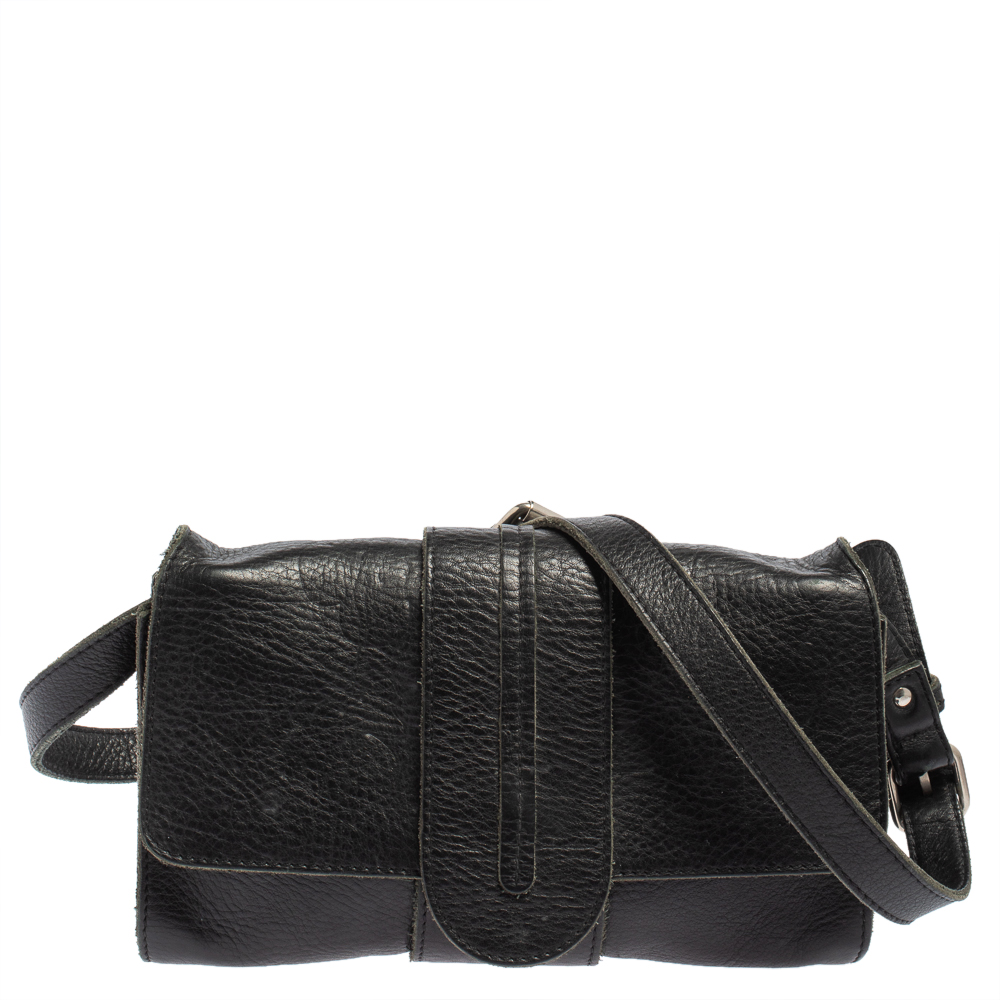 Chloé Black Leather Flap Shoulder Bag