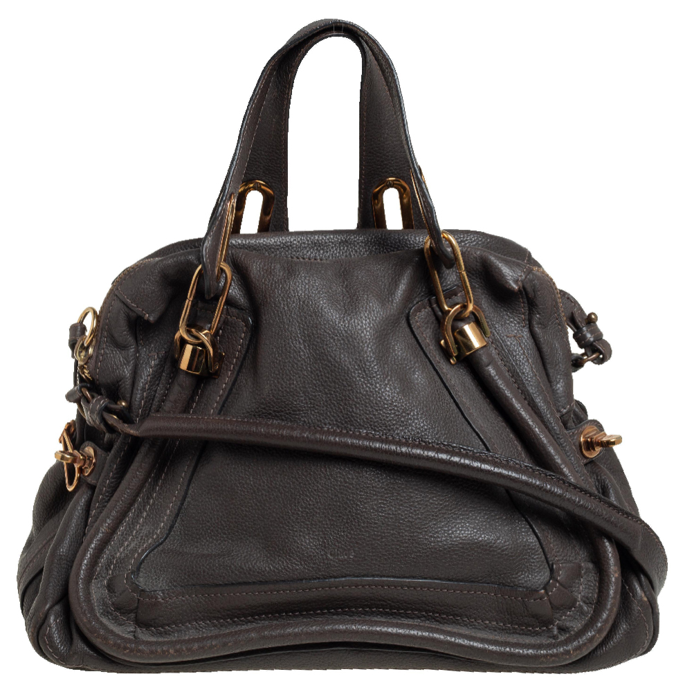 Chloe Grey Leather Paraty Bag