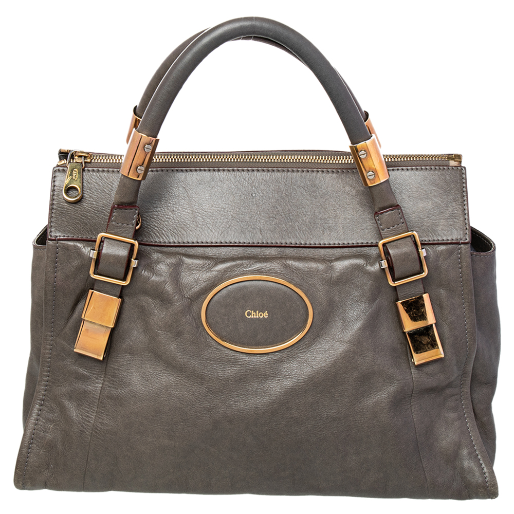 Chlo&eacute; grey leather satchel