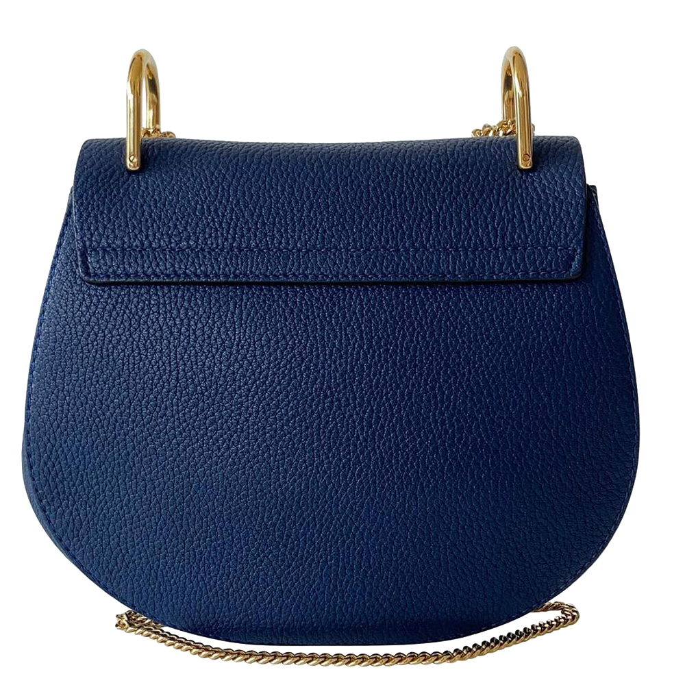 Chloe Blue Leather Drew Mini Crossbody Bag