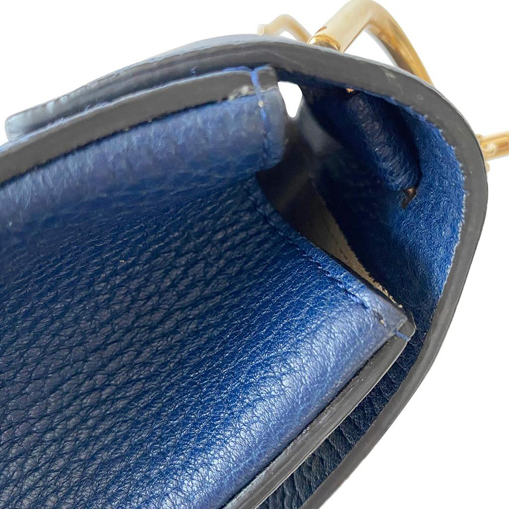 Chloe Blue Leather Drew Mini Crossbody Bag