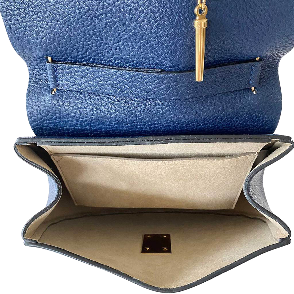 Chloe Blue Leather Drew Mini Crossbody Bag