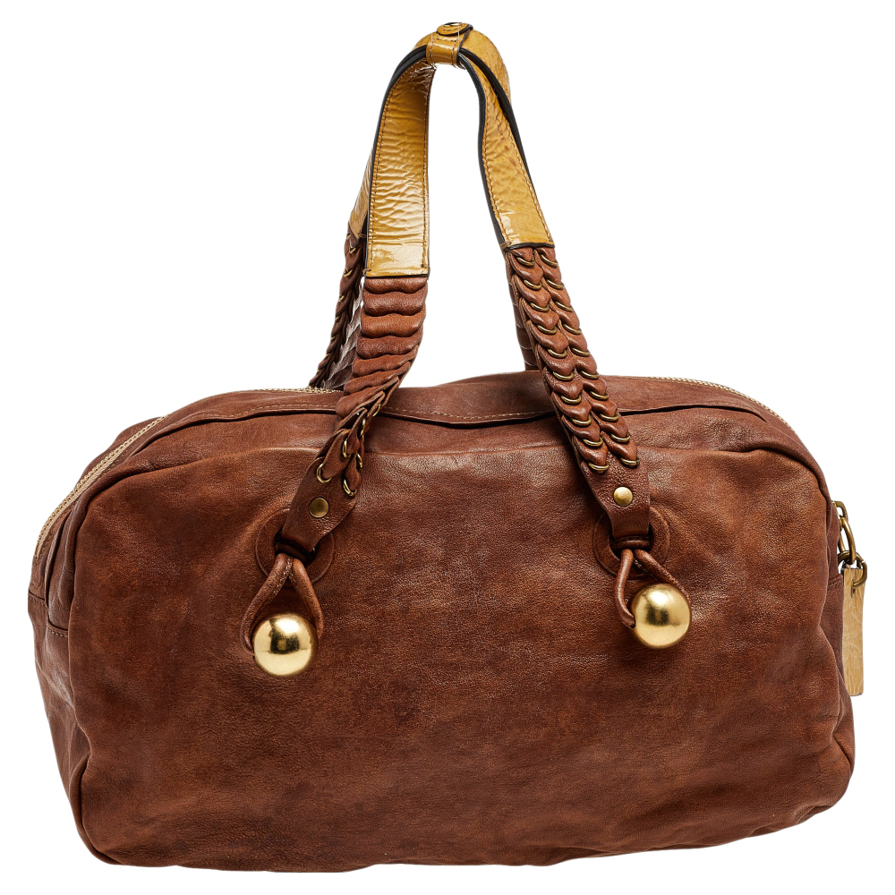 Chloe Brown Leather Zip Shoulder Bag