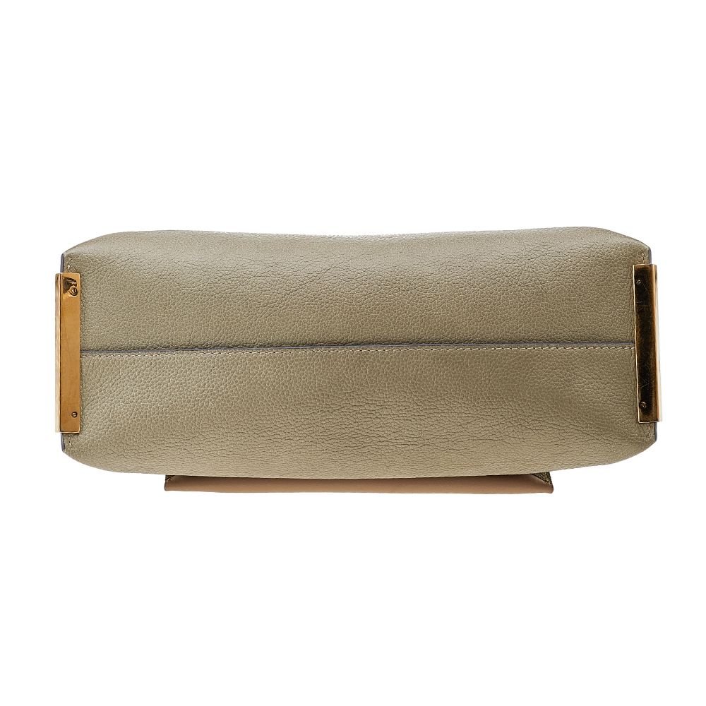 Chloe Green/Beige Leather Medium Clare Shoulder Bag