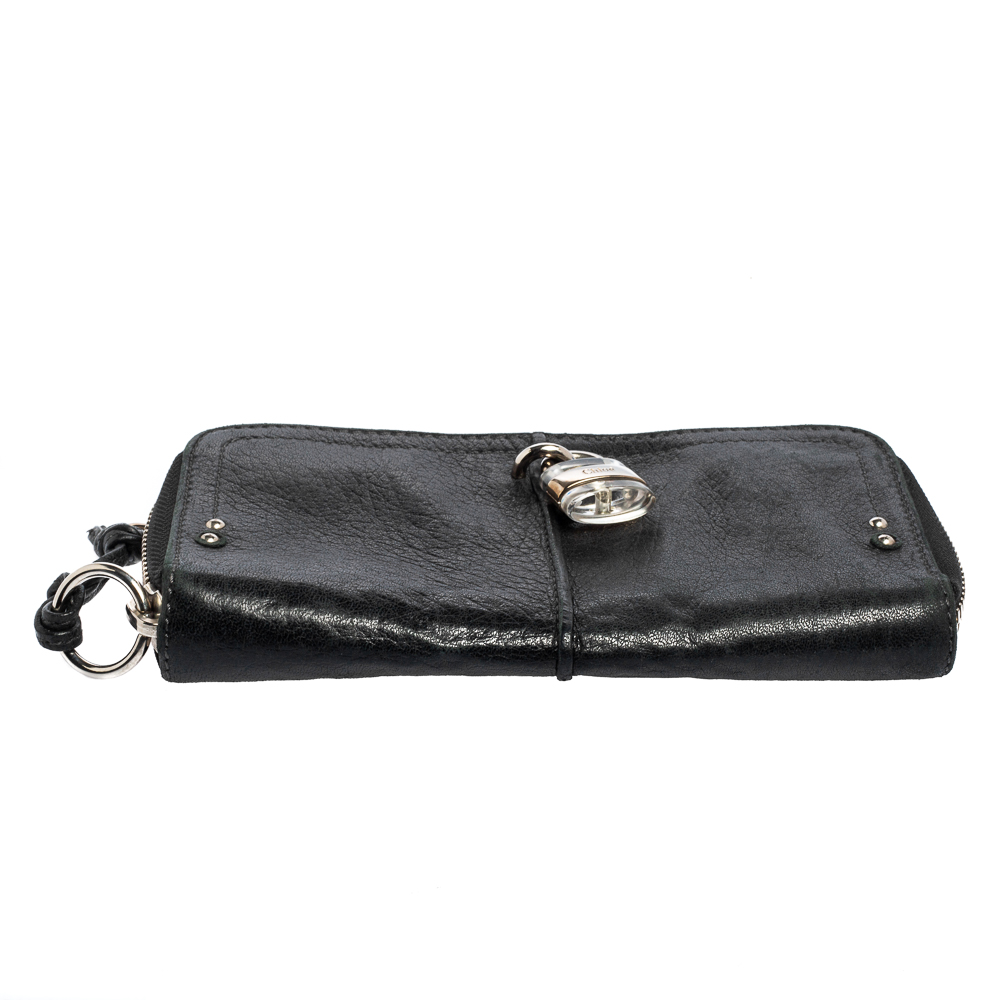 Chloe Black Leather Zip Around Paddington Wallet