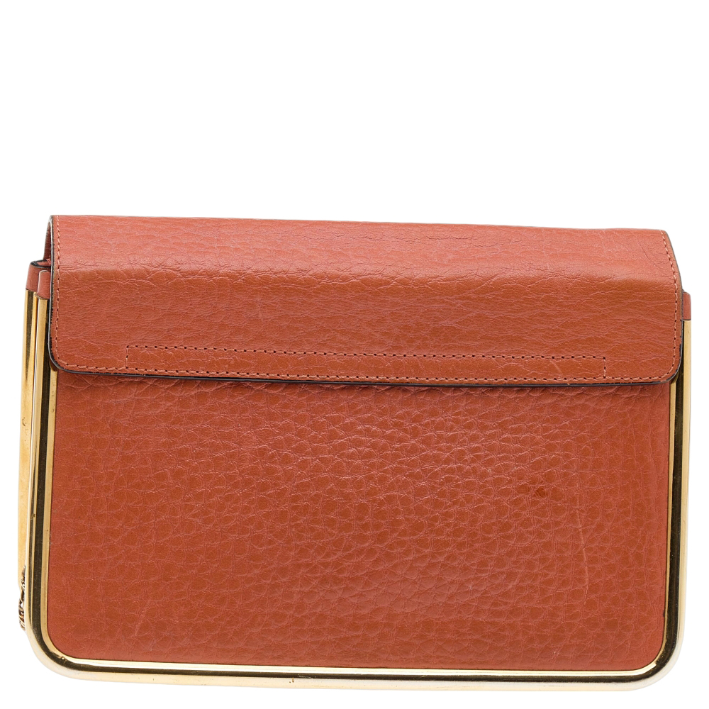 Chloe Orange Leather Small Sally Shoulder Bag