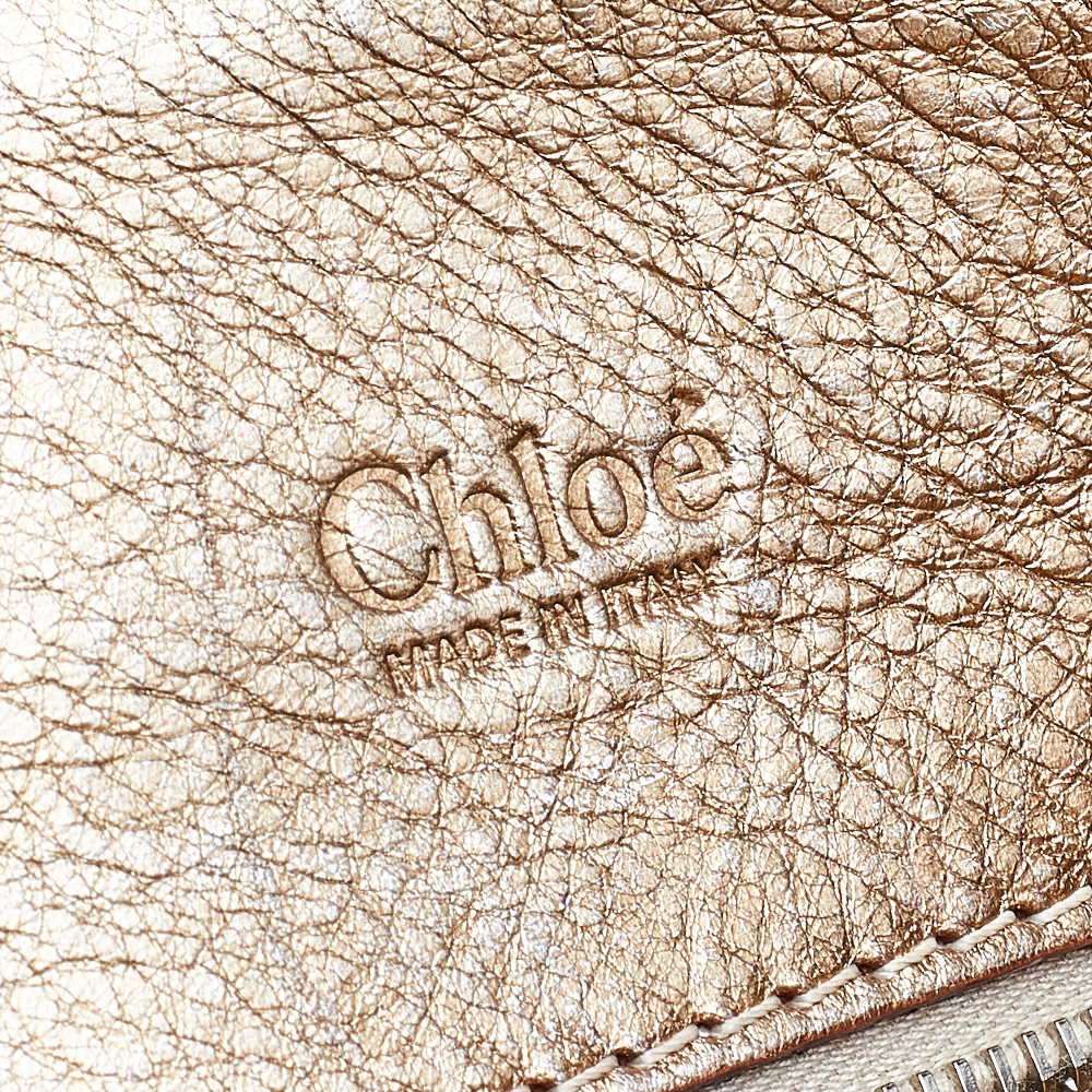 Chloe Metallic Gold Leather Front Pocket Edith Satchel