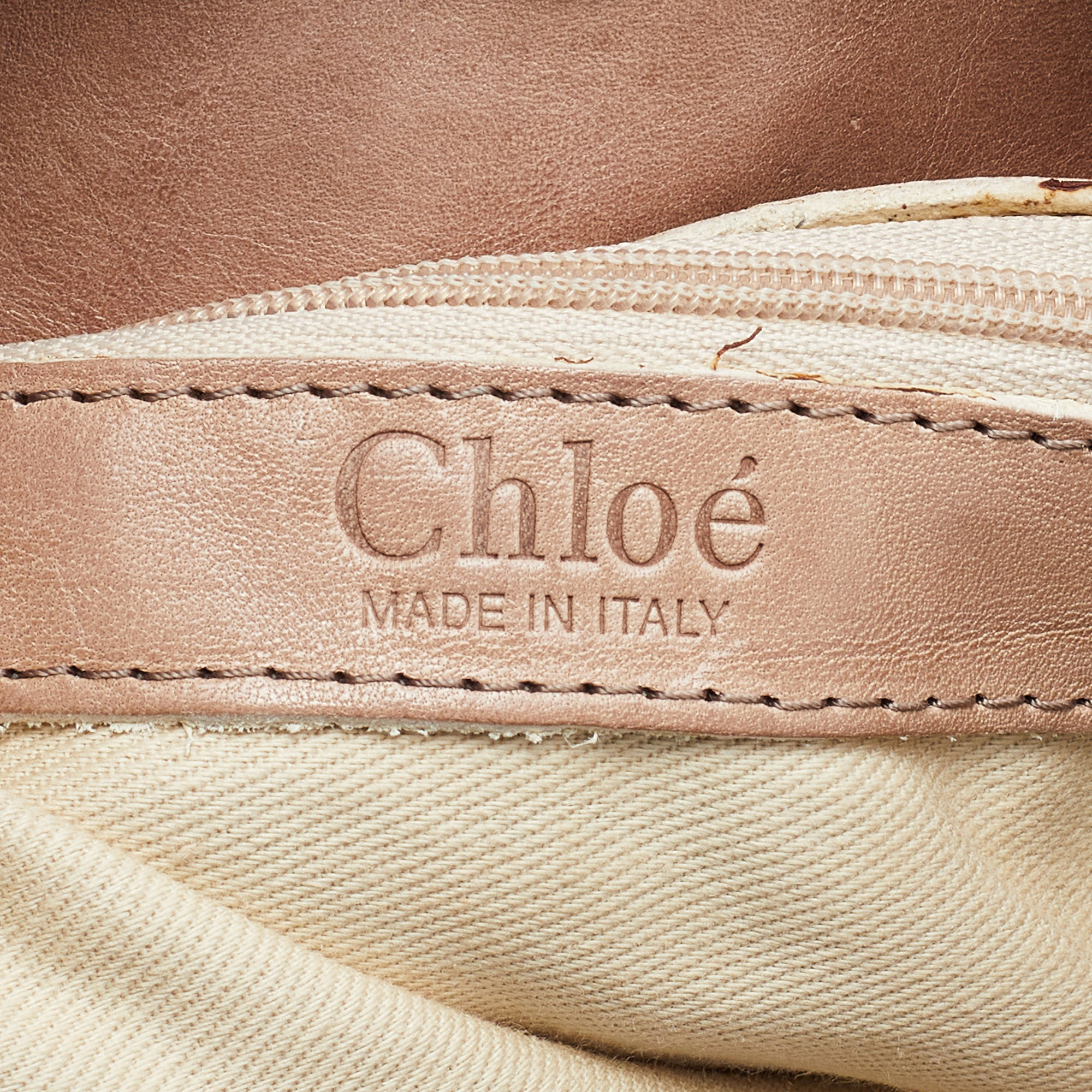 Chloe Beige Leather Large Chain Detail Hobo