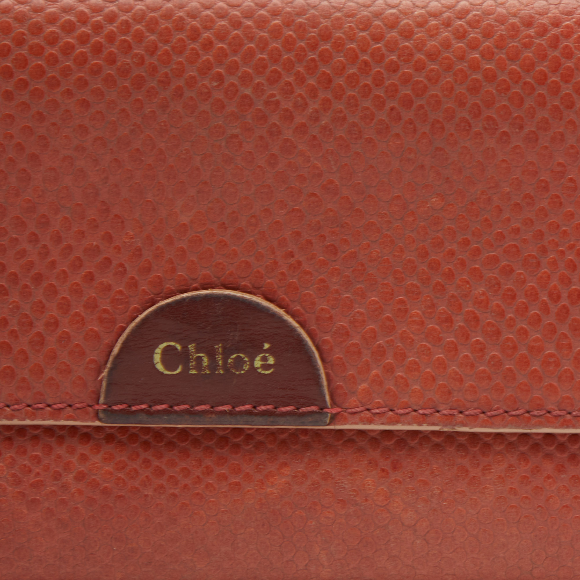 Chloe Rust Leather Flap Continental Wallet