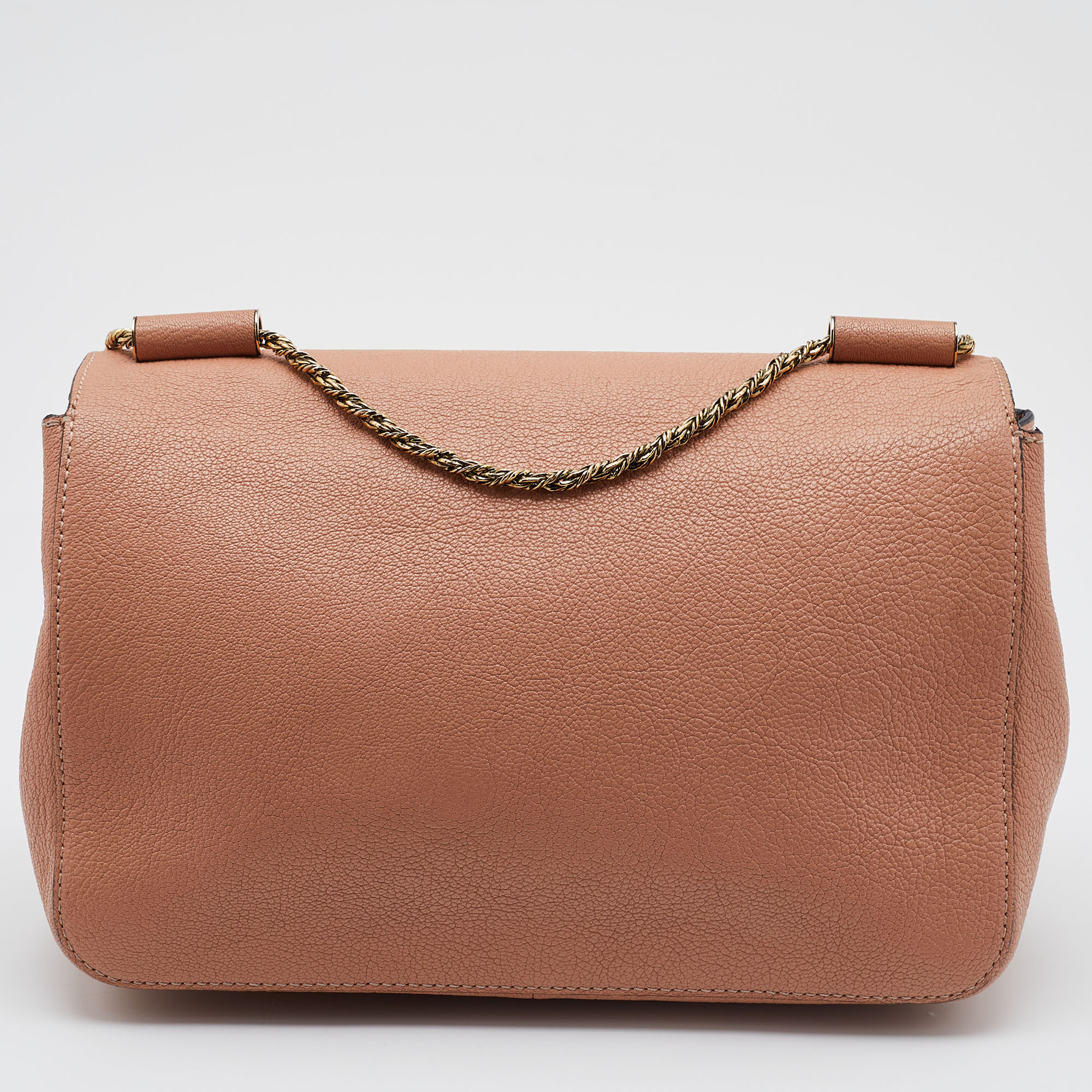 Chloe Peach Leather Medium Elsie Chain Flap Shoulder Bag