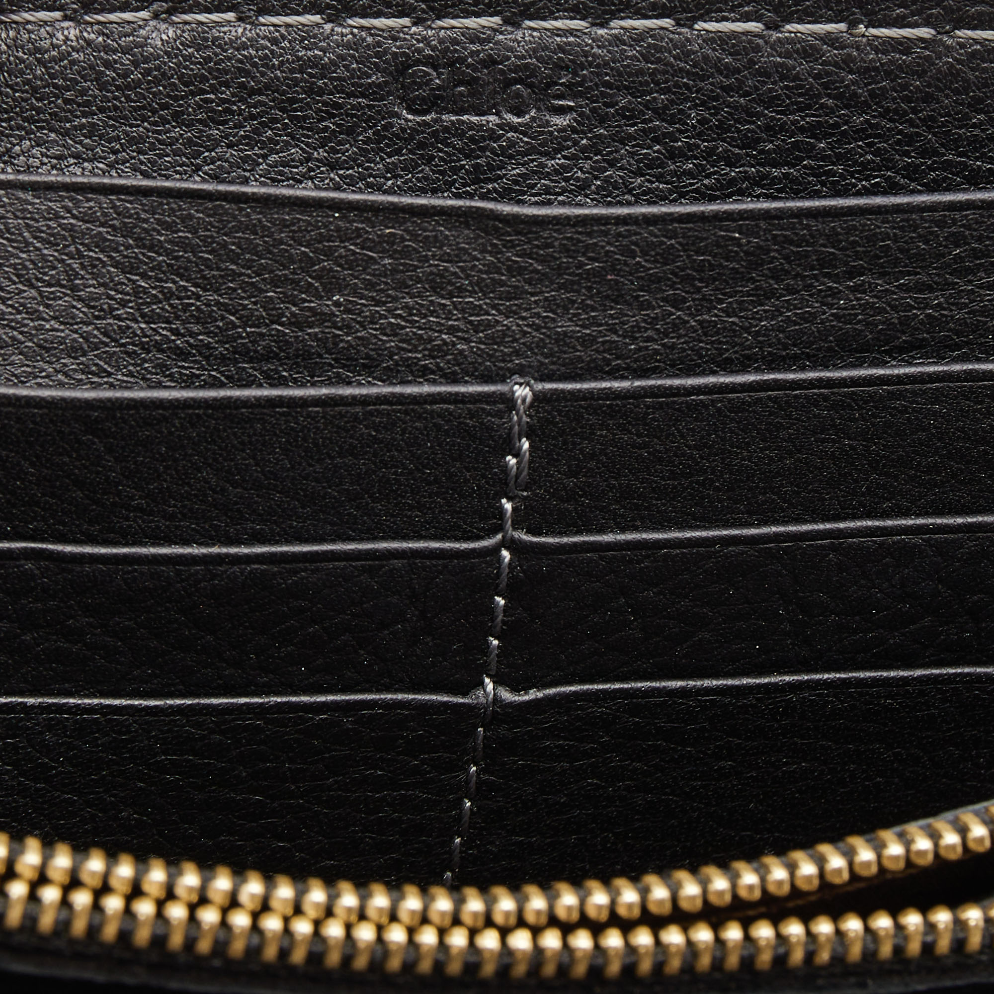 Chloe Black Leather Marcie Zip Around Continental Wallet