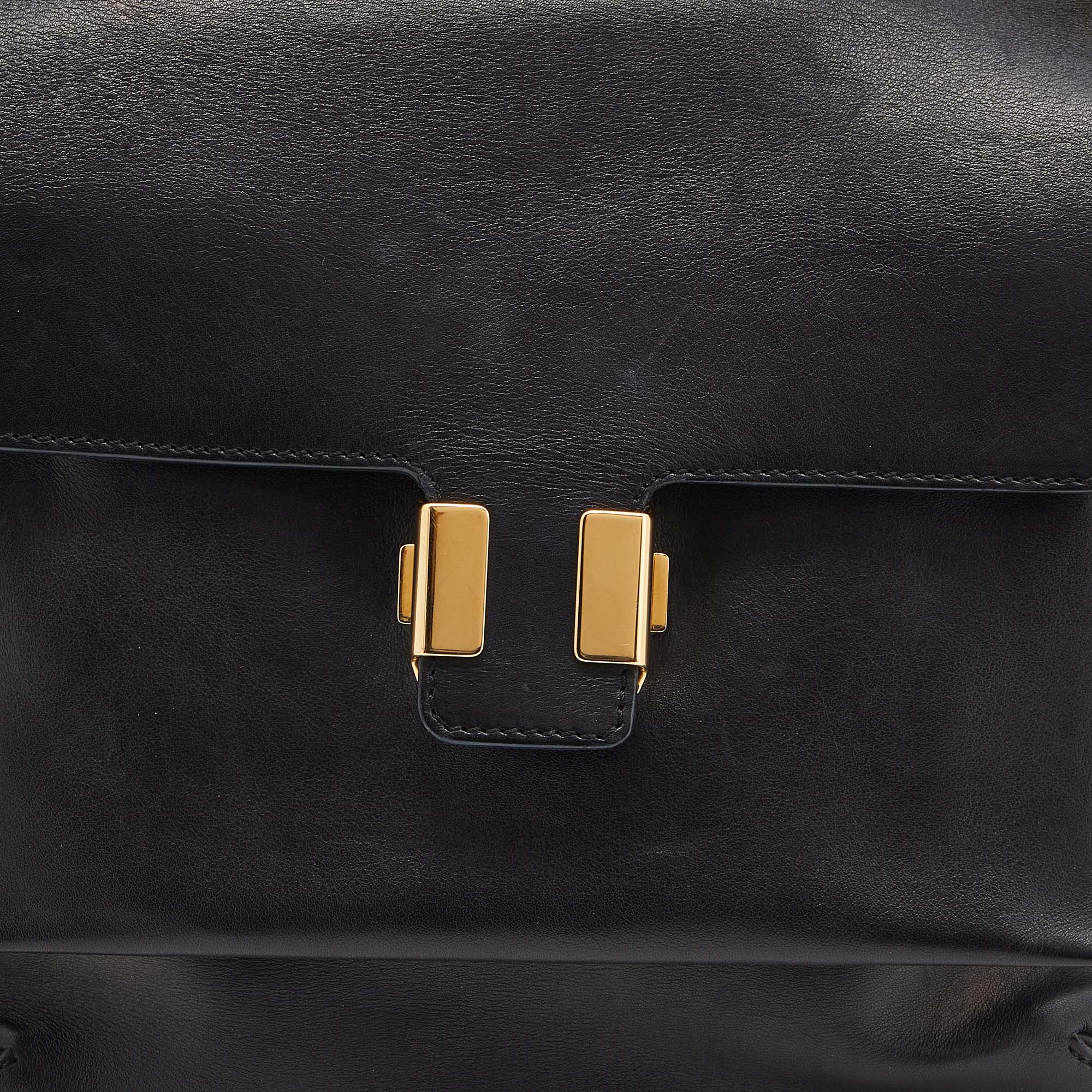 Chloe Black Leather Flap Top Handle Bag