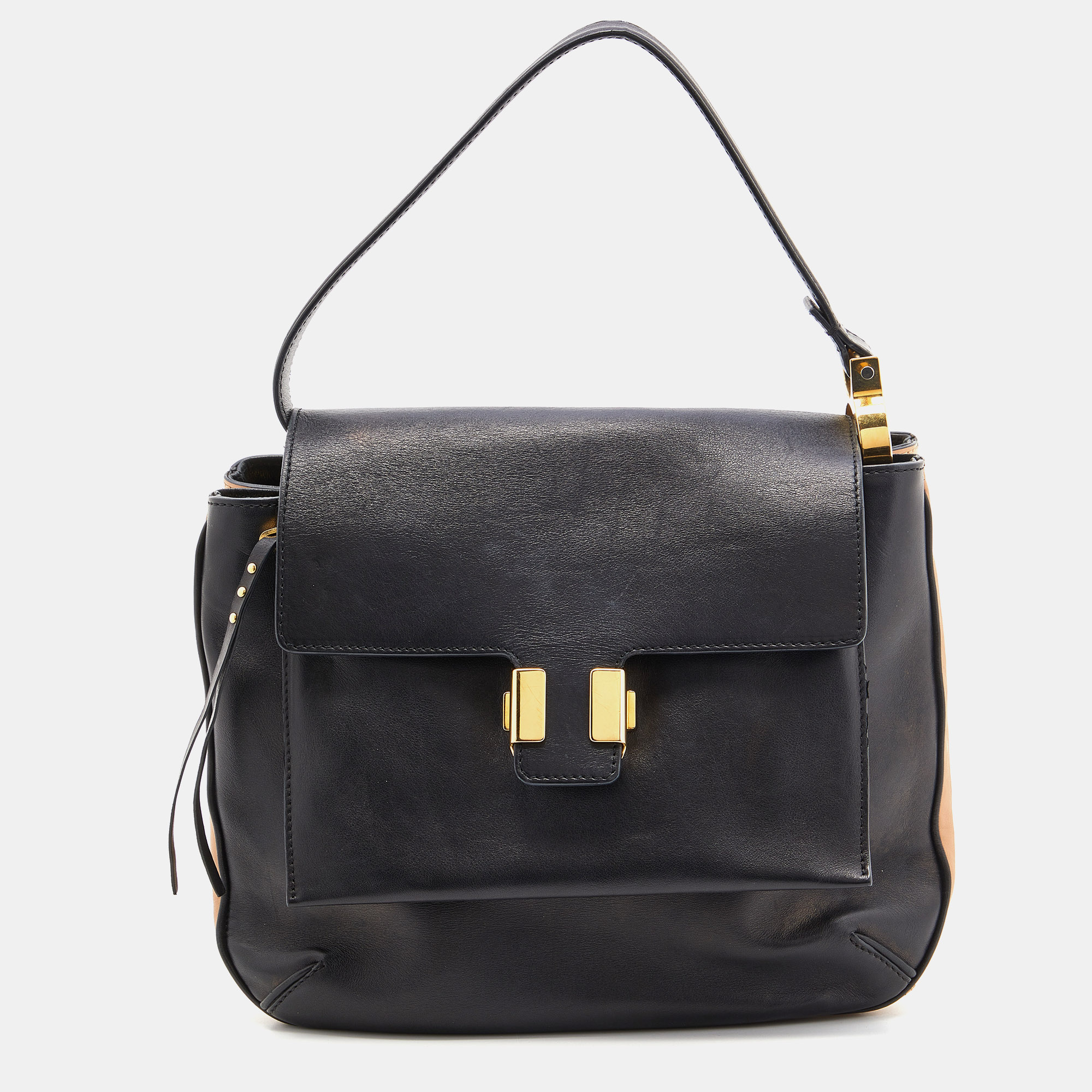 Chloe Black Leather Flap Top Handle Bag