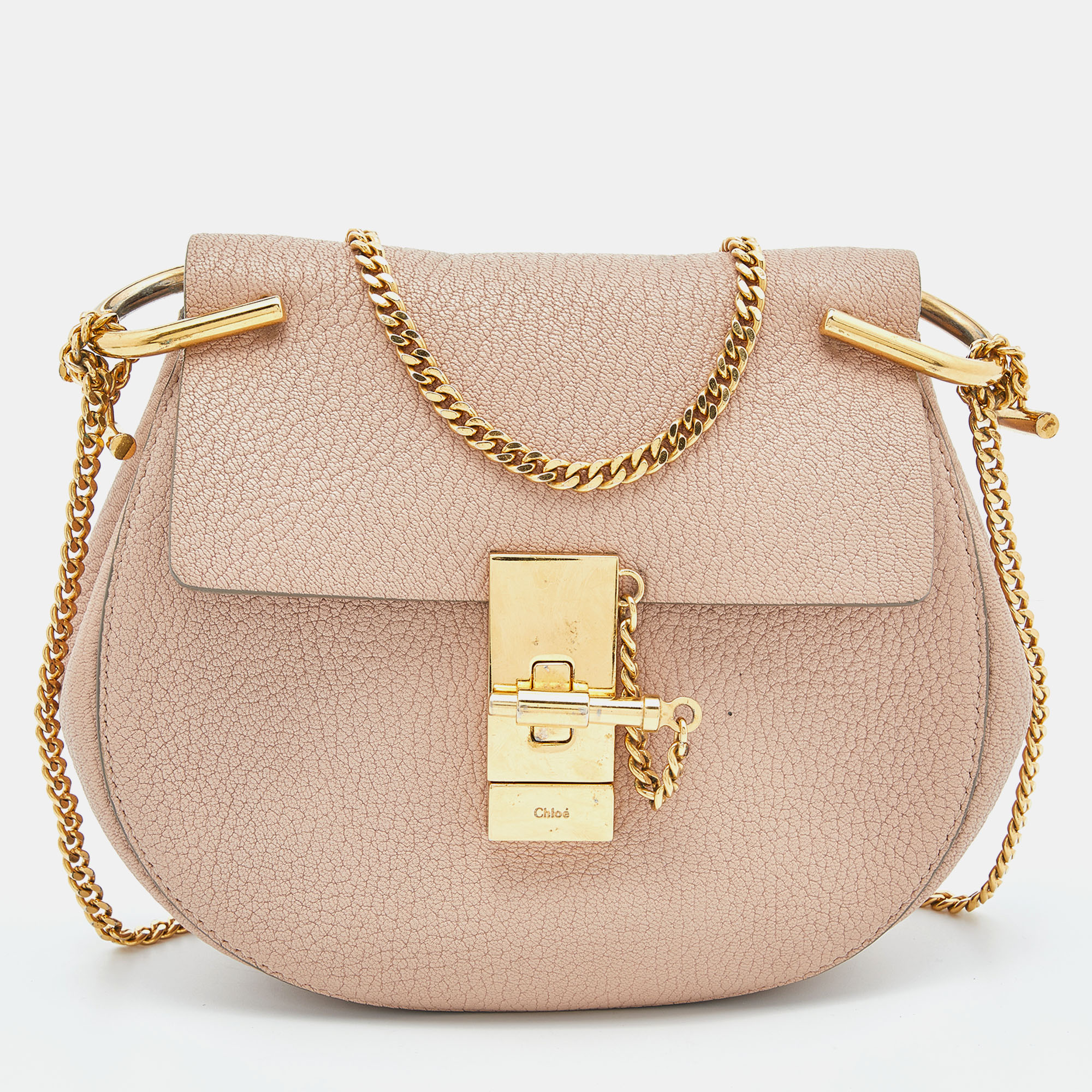 Chloe Pink Leather Small Drew Shoulder Bag