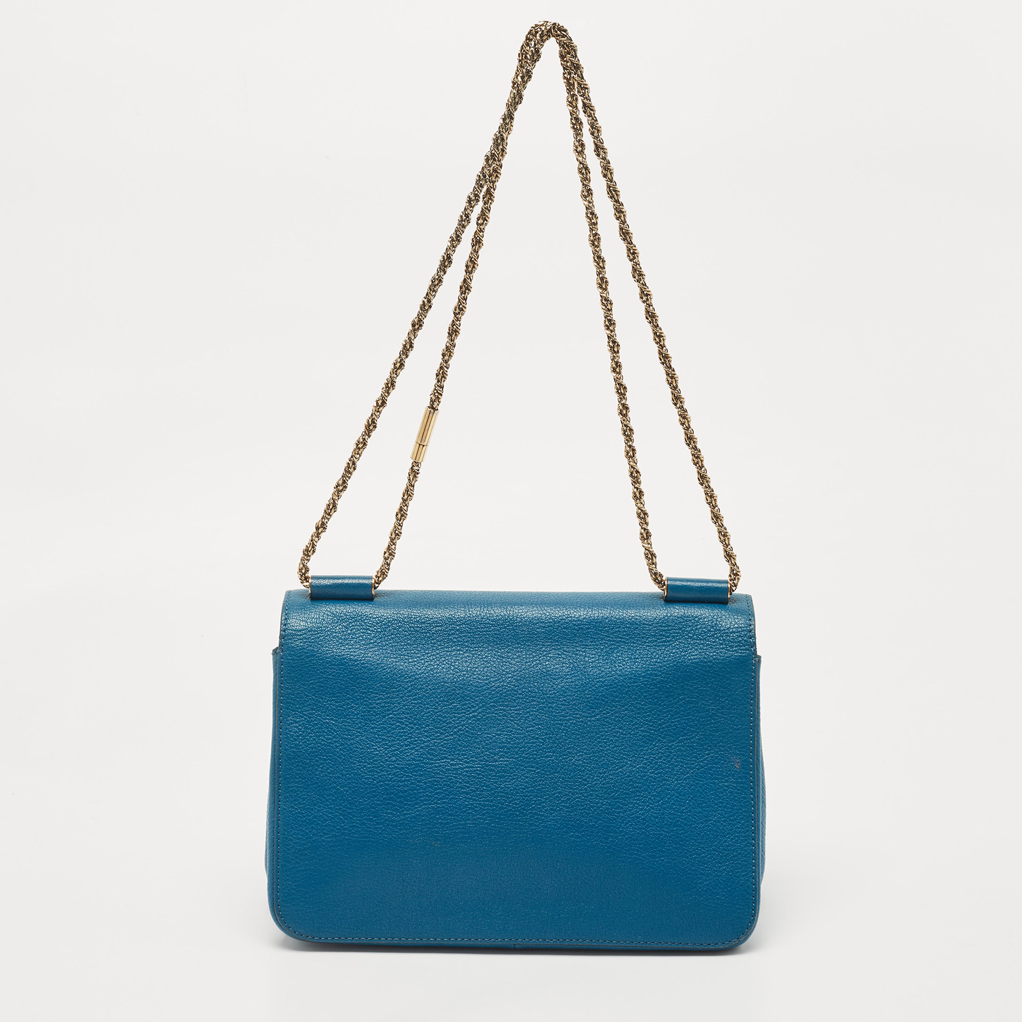 Chloe Blue Leather Medium Elsie Chain Flap Shoulder Bag